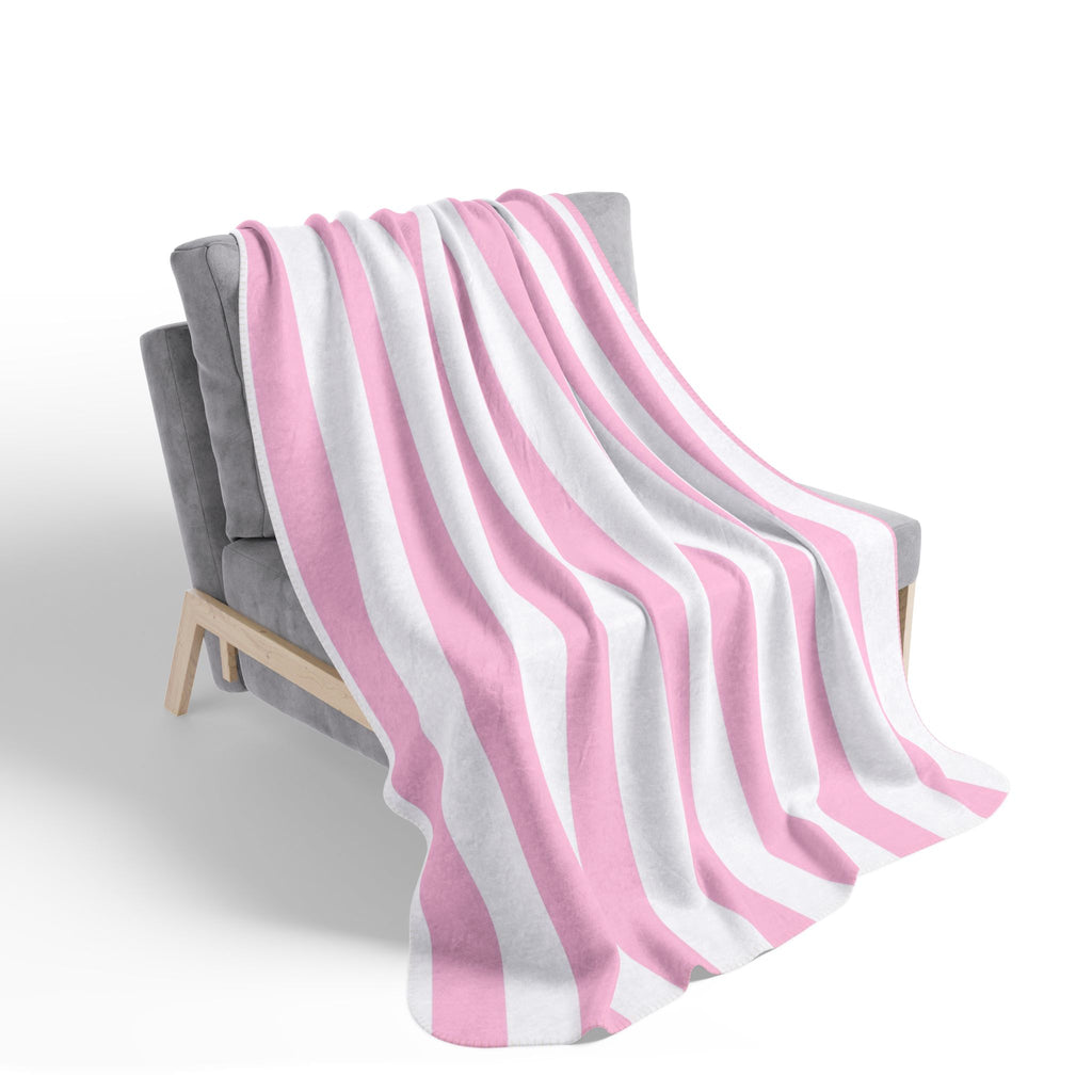 Pink Stripe Fleece Sherpa Blanket