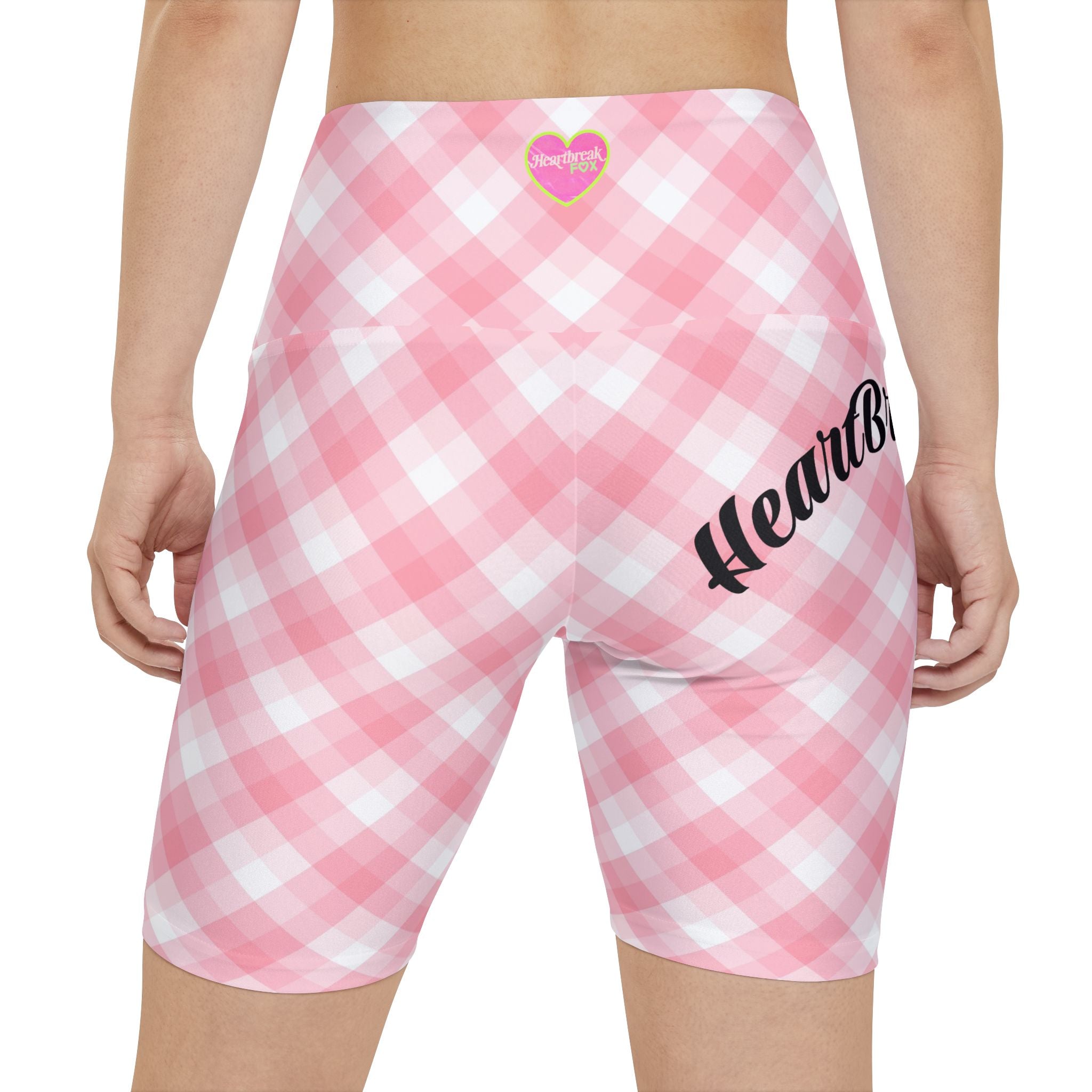 Heartbreaker Pink Plaid Women's Workout Shorts