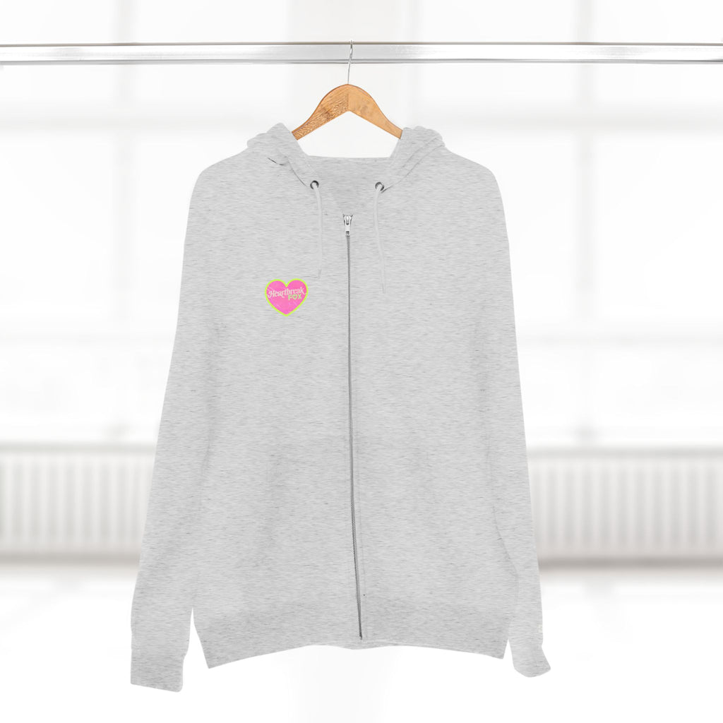 Open Your Wallet & Gimmie Your Money Zip Hoodie — Pink Heart Chest & Angel Wings Back Graphic