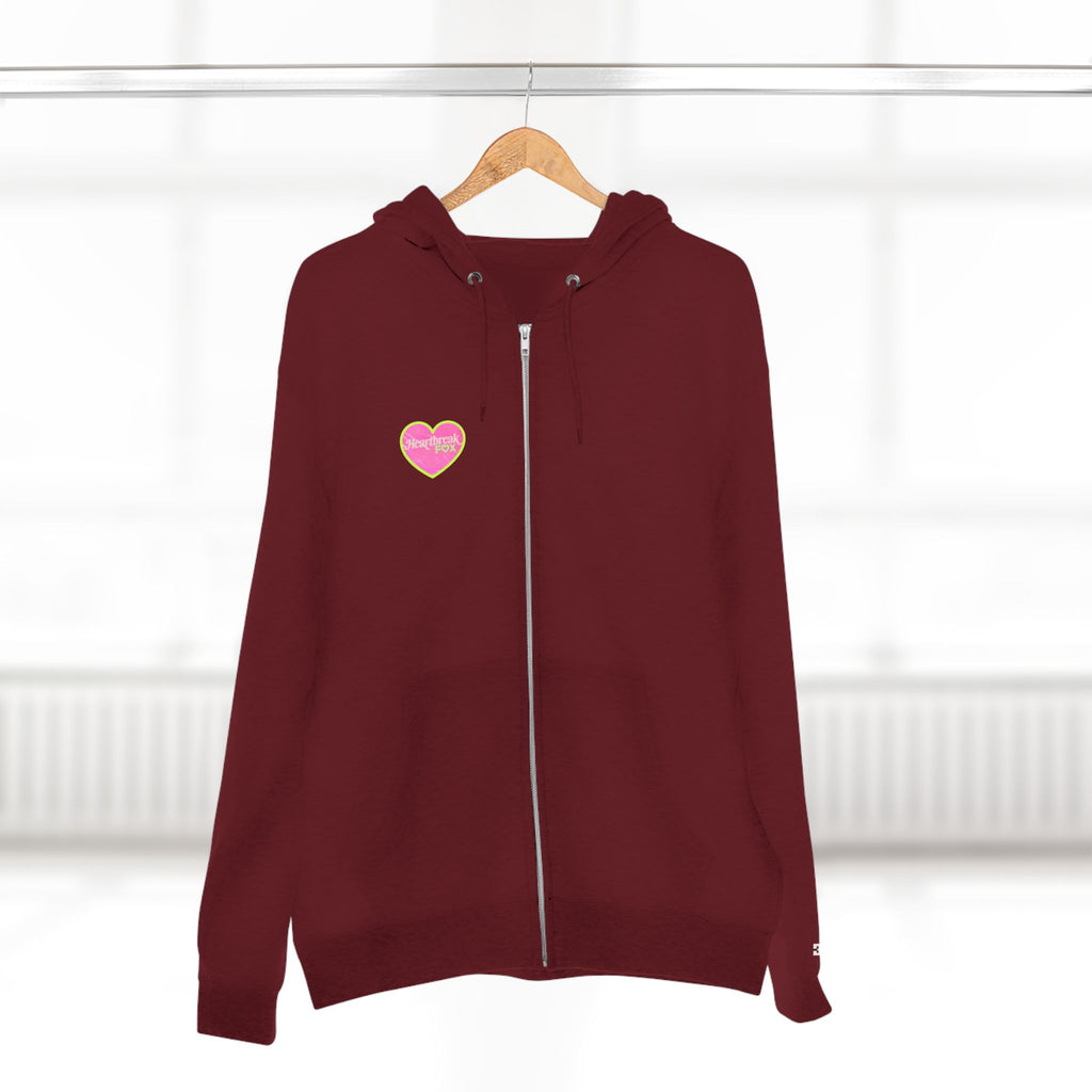 Open Your Wallet & Gimmie Your Money Zip Hoodie — Pink Heart Chest & Angel Wings Back Graphic