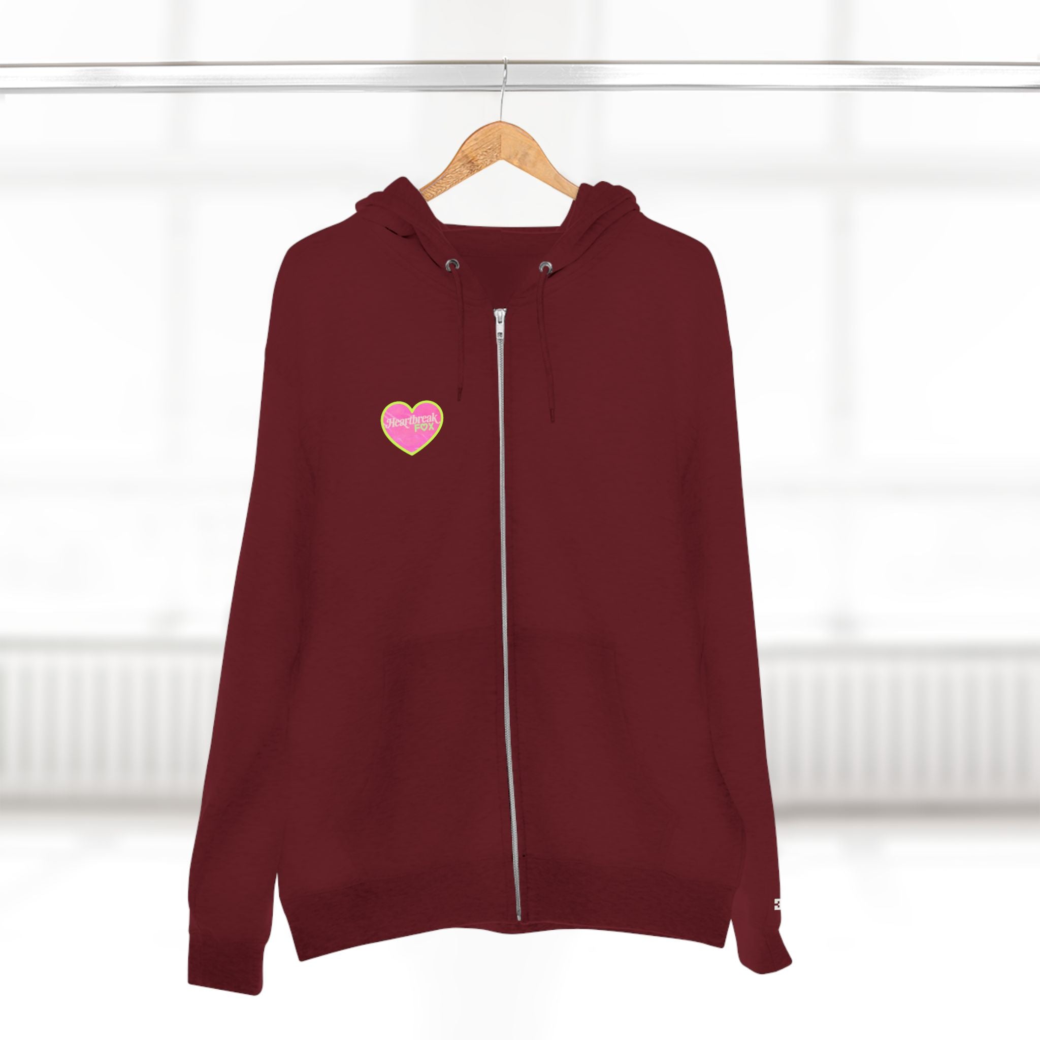Open Your Wallet & Gimmie Your Money Zip Hoodie — Pink Heart Chest & Angel Wings Back Graphic