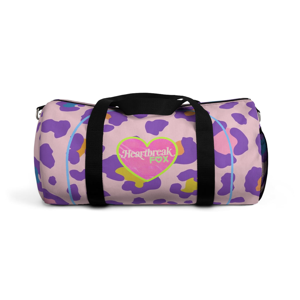 Pink Leopard Heart Duffel Bag — “Heartbreak Fox” Gym & Travel Bag