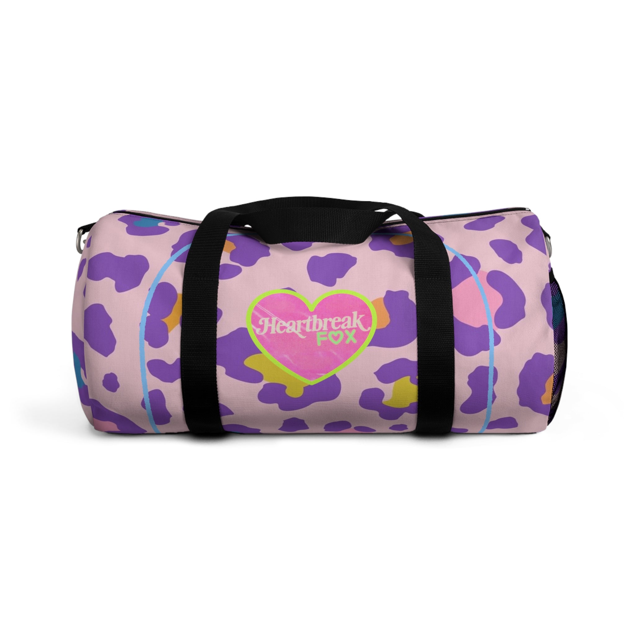 Pink Leopard Heart Duffel Bag — “Heartbreak Fox” Gym & Travel Bag