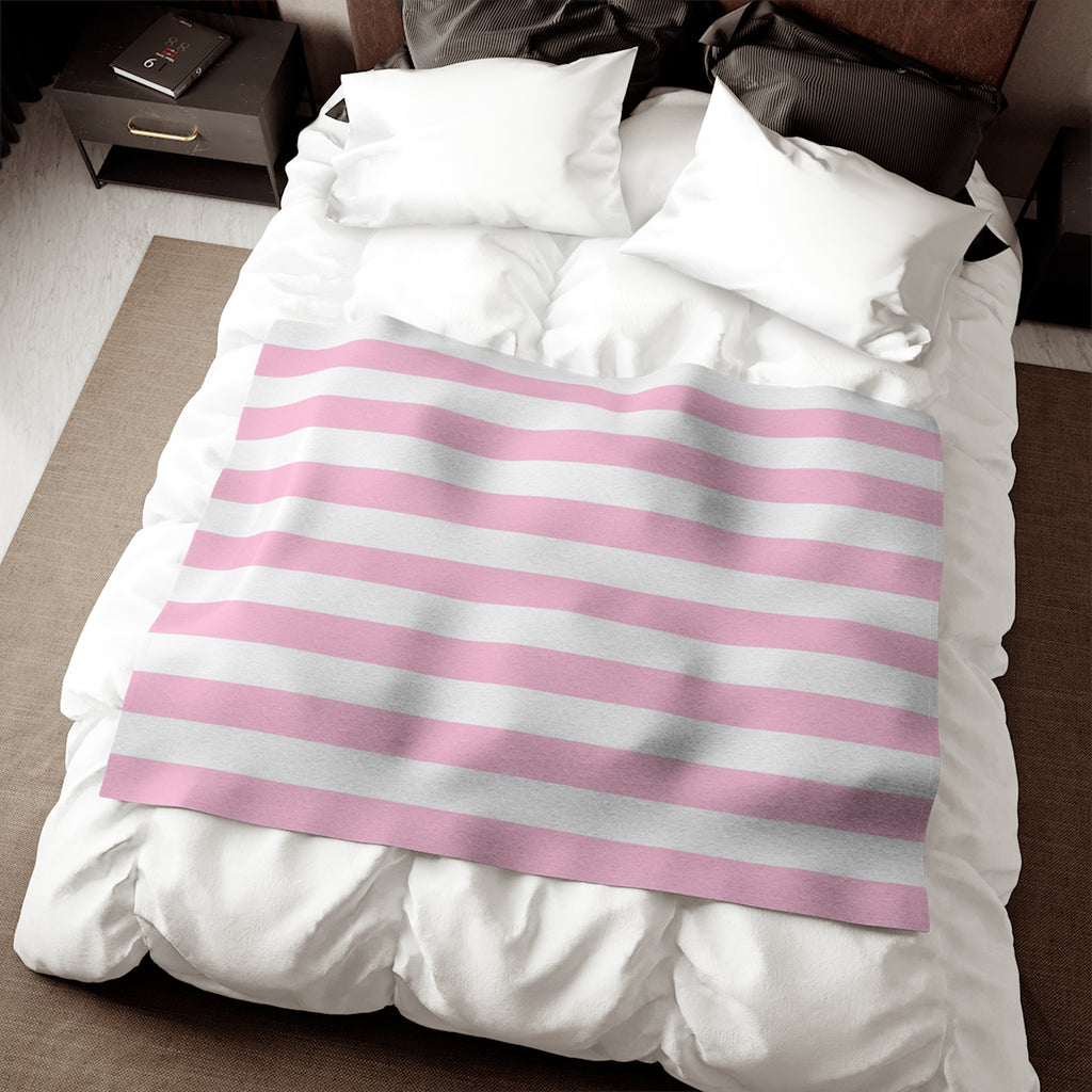 Striped Cozy Blanket — Pink & White Horizontal Stripe Sweatshirt Blanket