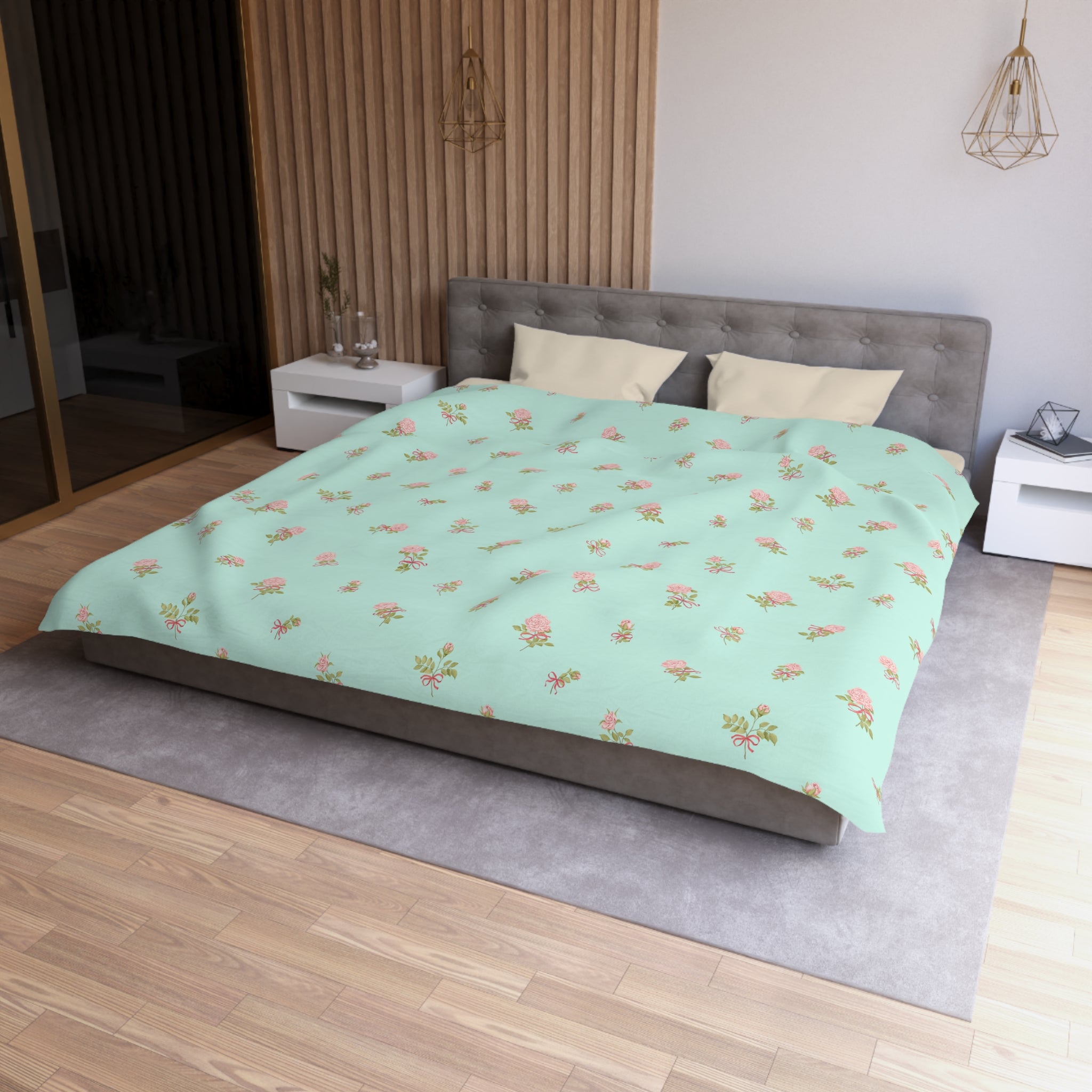 Floral Mint Duvet Cover