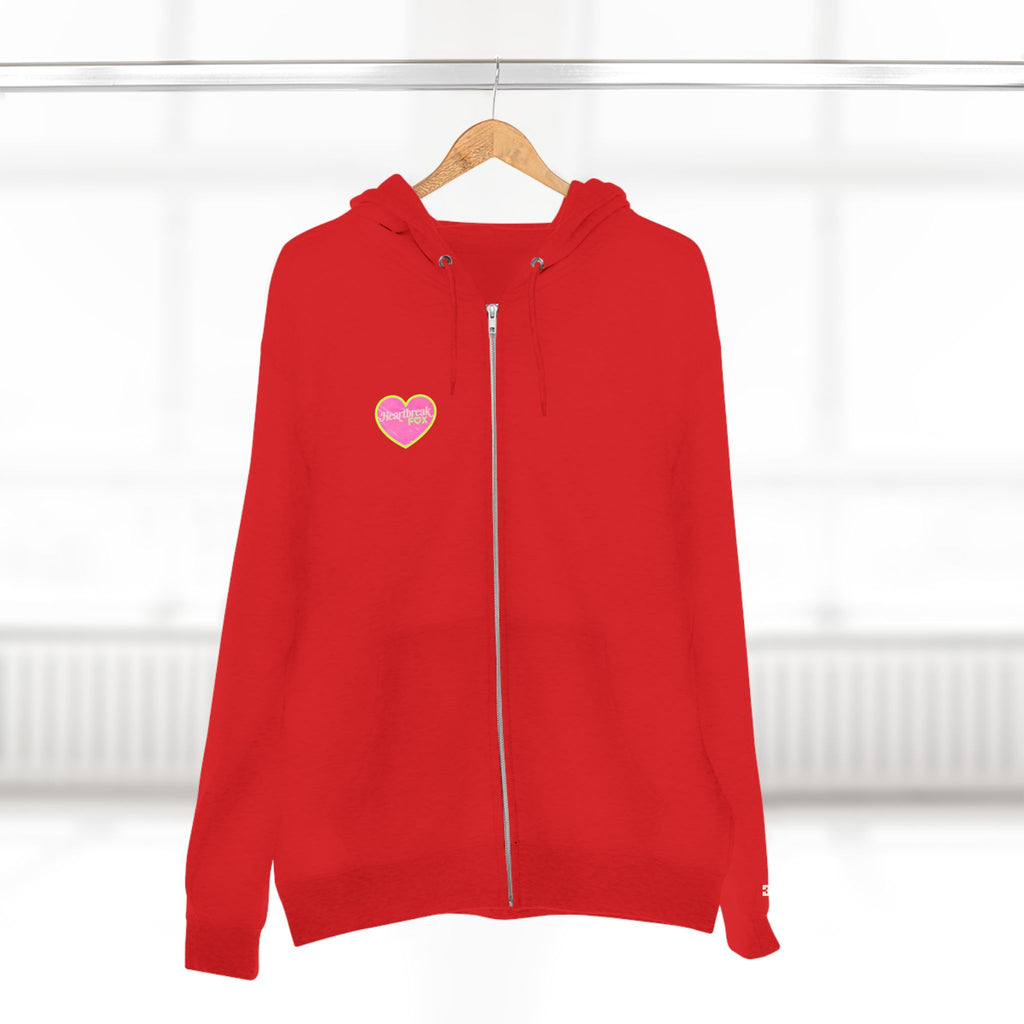 Open Your Wallet & Gimmie Your Money Zip Hoodie — Pink Heart Chest & Angel Wings Back Graphic