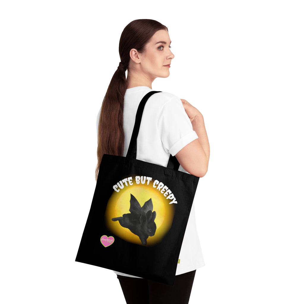 “Cute but Creepy”  Organic Cotton Tote (Gothic Cute, Halloween Gift)