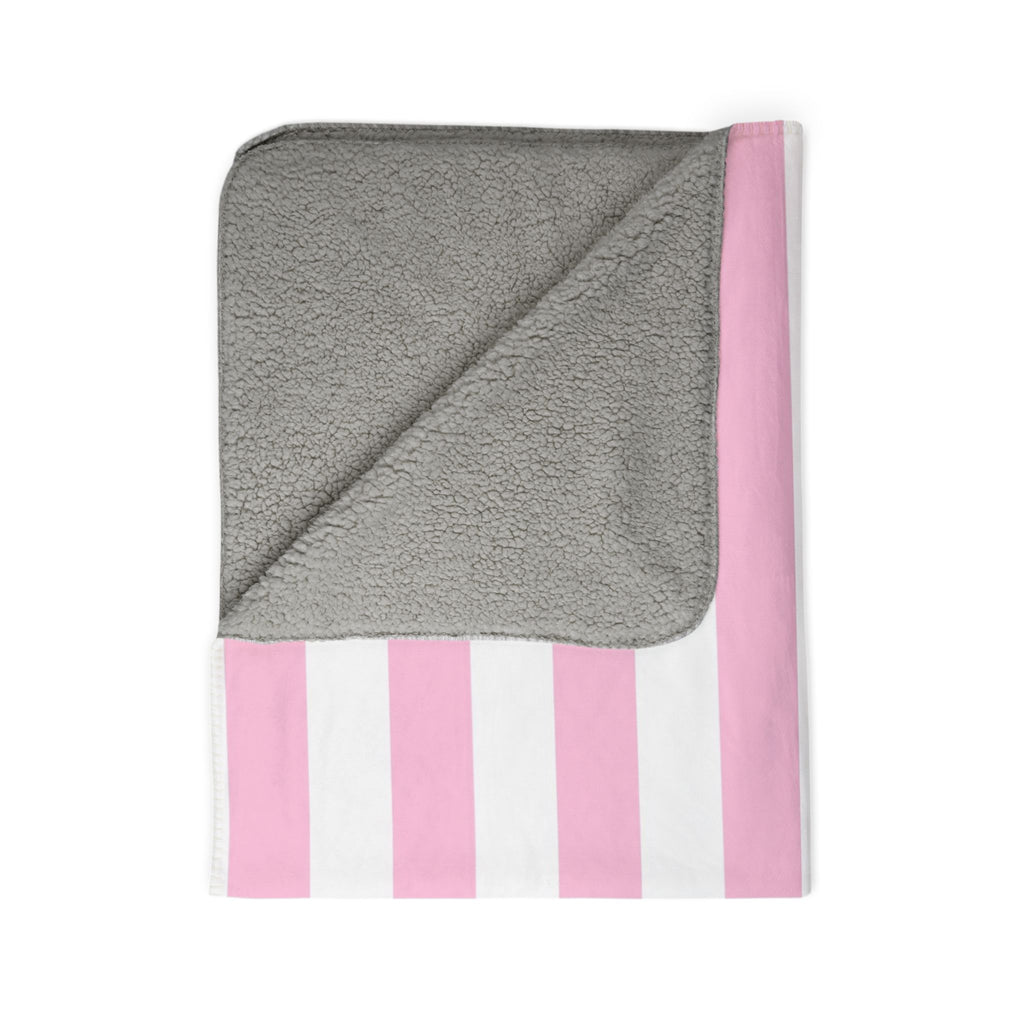 Pink Stripe Fleece Sherpa Blanket