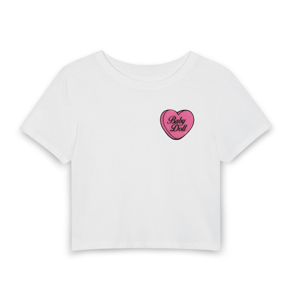Crop Tee — "Baby Doll" Heart Polaroid Graphic