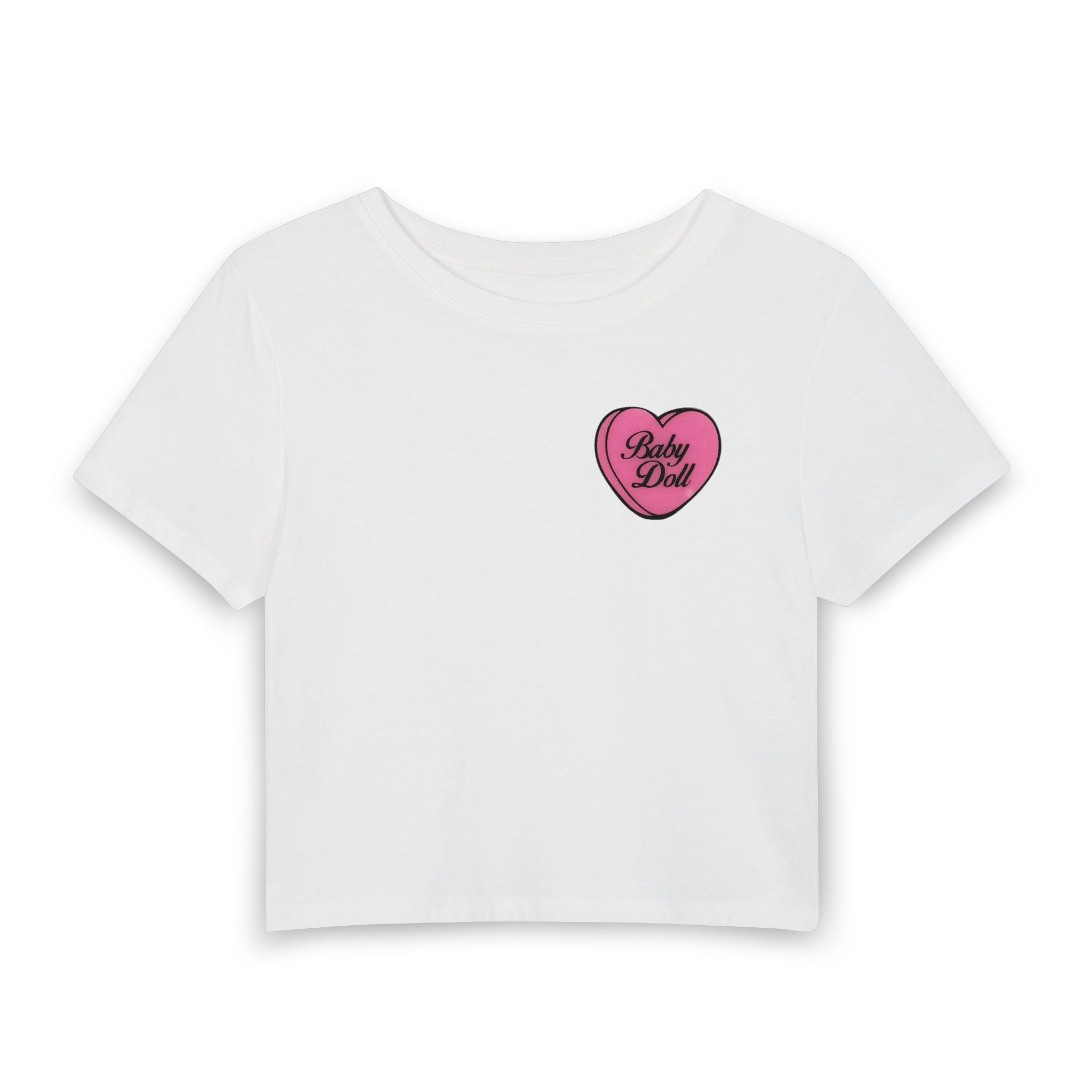 Crop Tee — "Baby Doll" Heart Polaroid Graphic