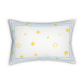 Starry Blue Border Lumbar Pillow — Yellow Stars Baby Nursery Accent