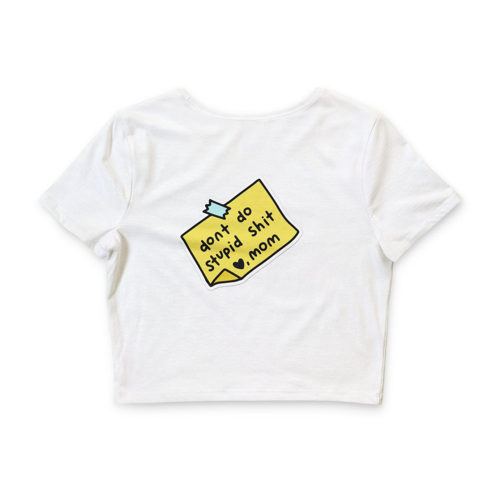 Crop Tee — 'Don't Do Stupid Shit, Mom' Retro Heart Graphic