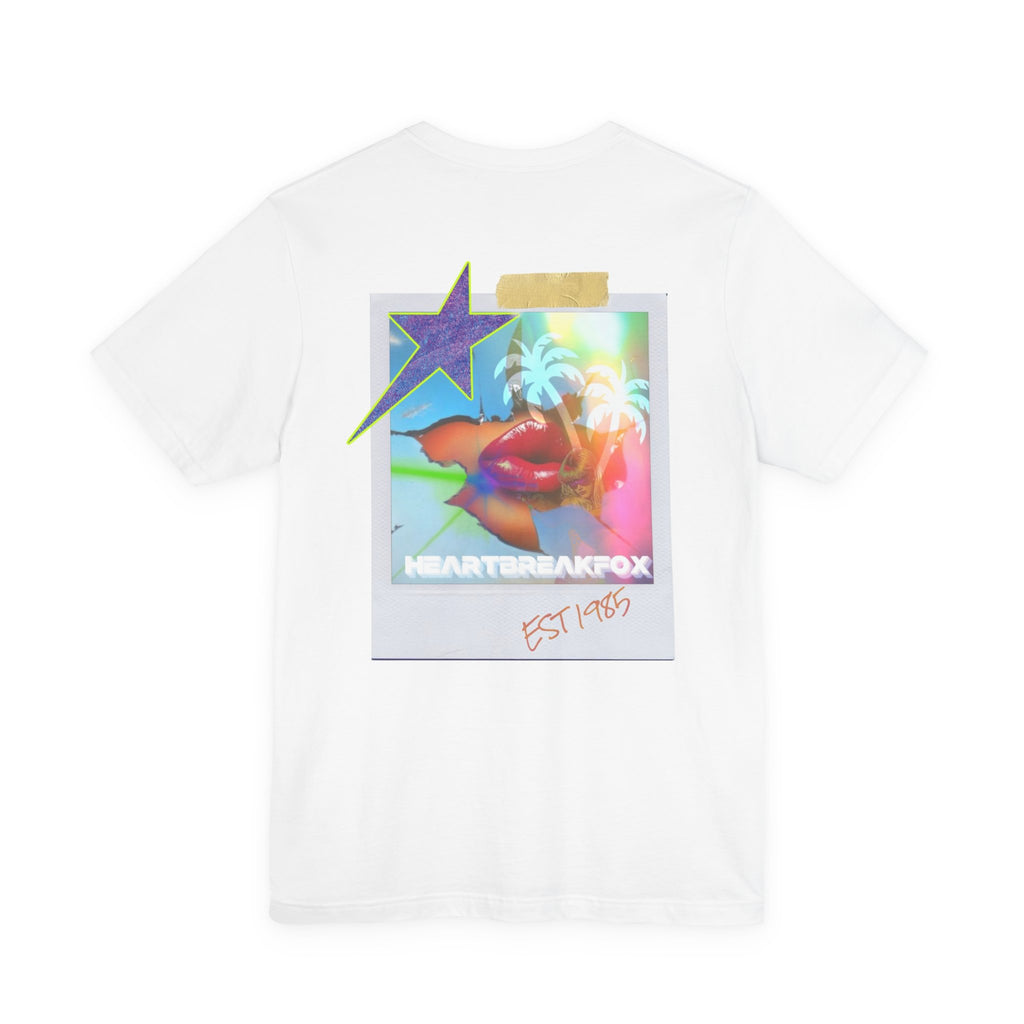Retro Polaroid Graphic Tee — Heart Lips Back Print