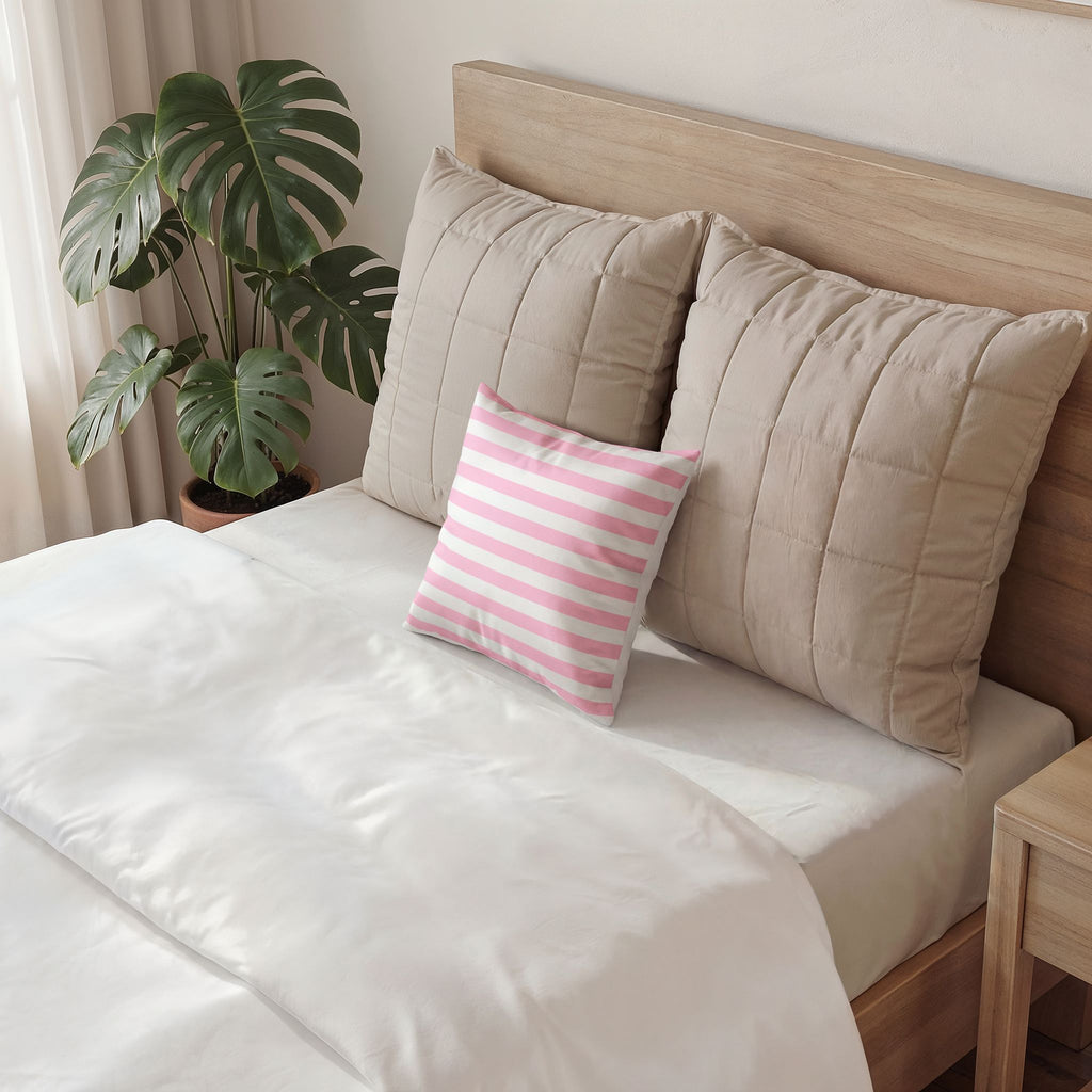 Pink Stripe Velvet Pillow Cover — Soft Poly Velvet Decorative Throw Pillow