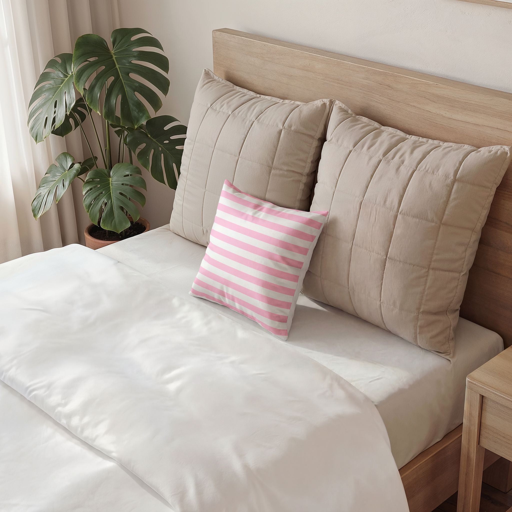Pink Stripe Velvet Pillow Cover — Soft Poly Velvet Decorative Throw Pillow