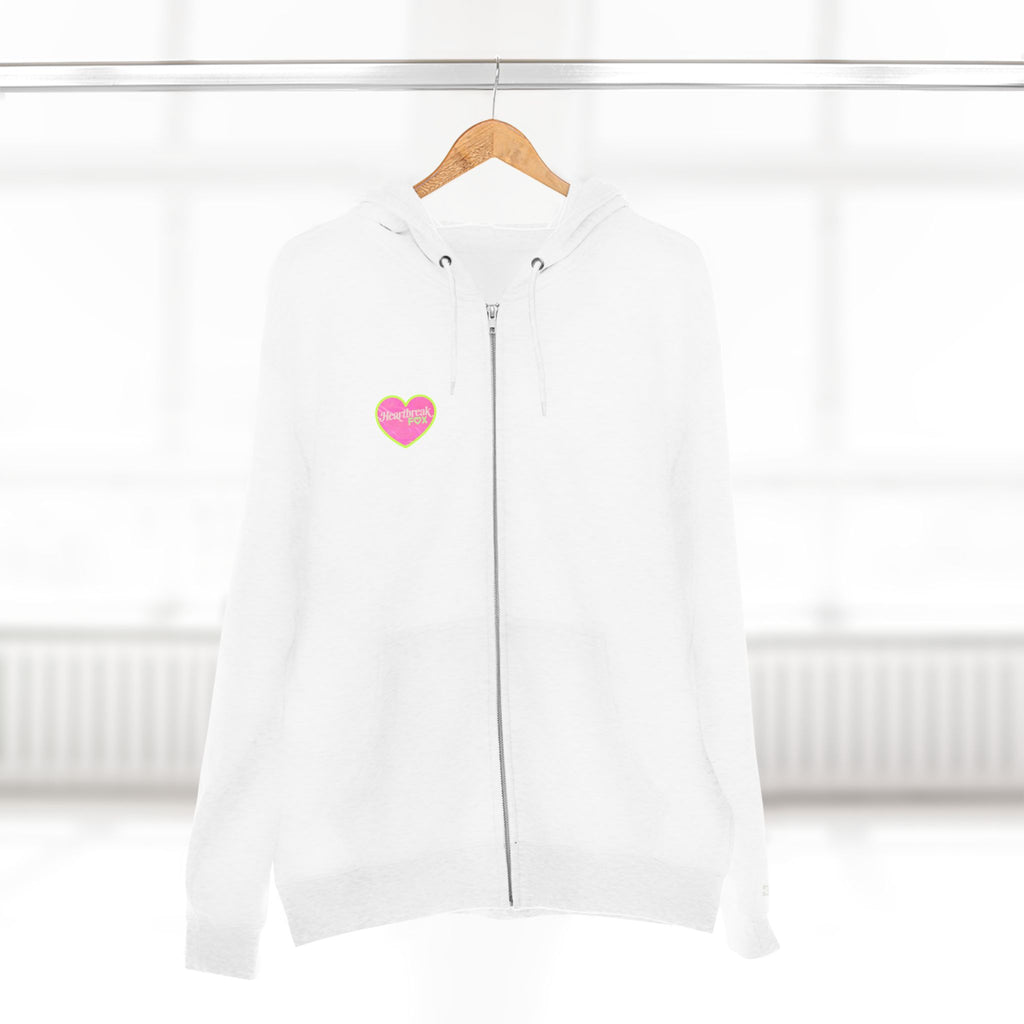 Open Your Wallet & Gimmie Your Money Zip Hoodie — Pink Heart Chest & Angel Wings Back Graphic