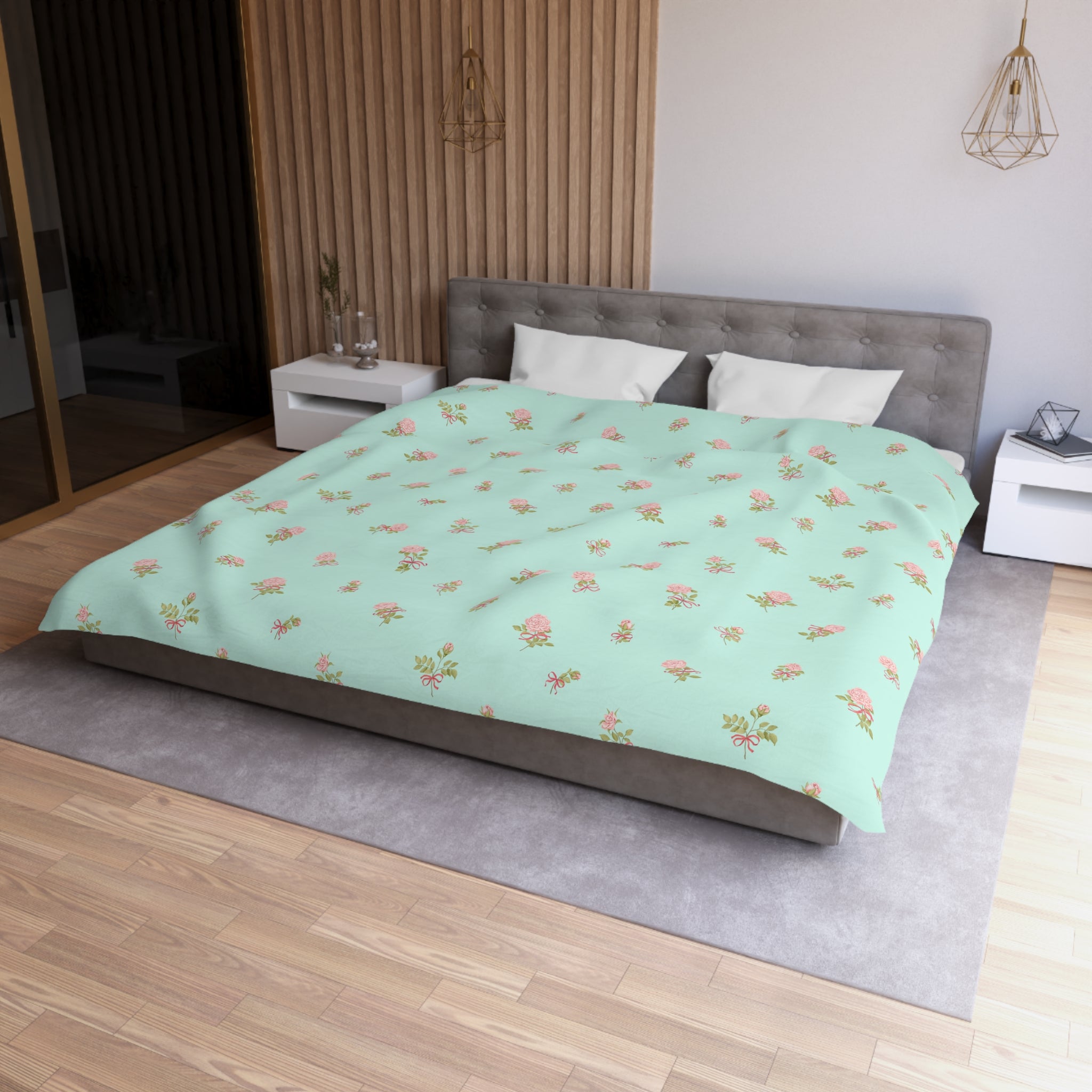 Floral Mint Duvet Cover