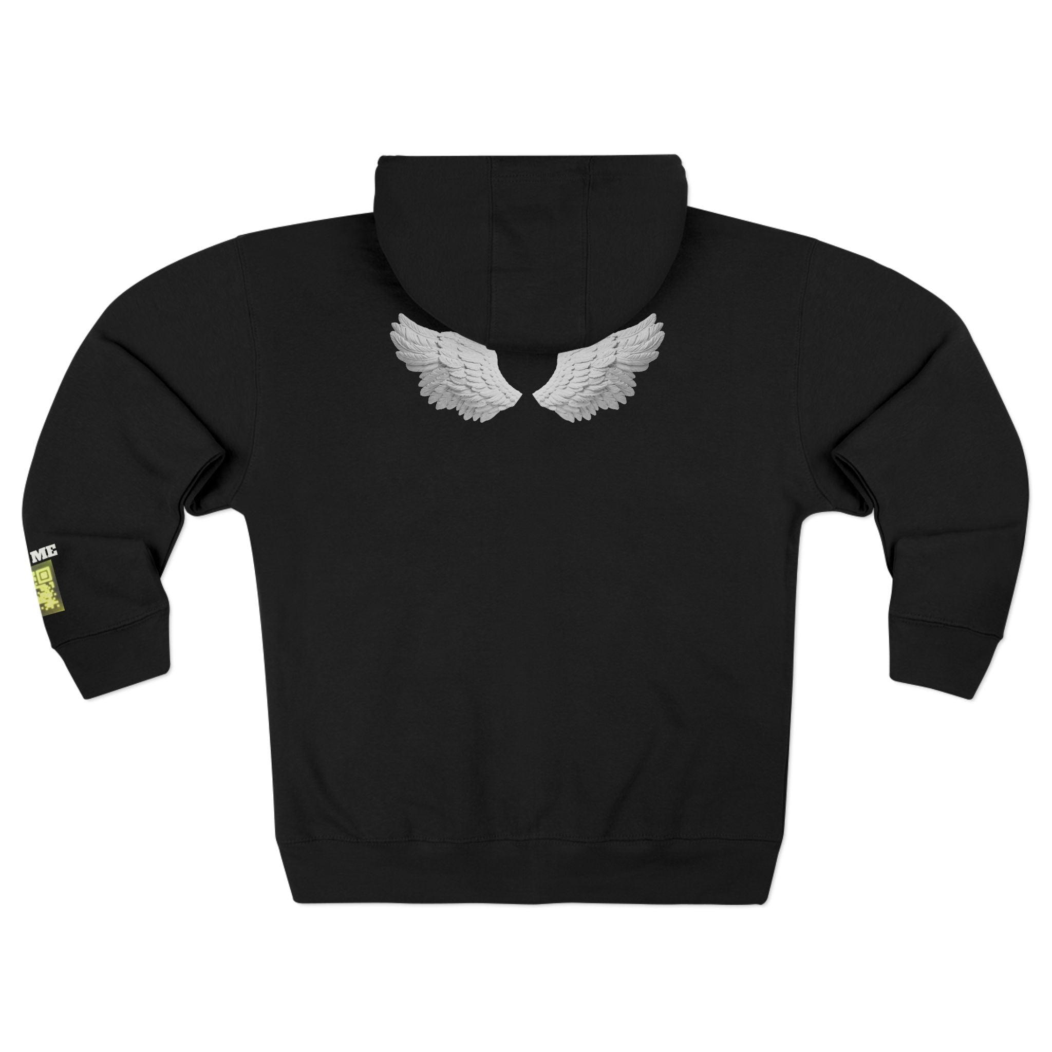 Open Your Wallet & Gimmie Your Money Zip Hoodie — Pink Heart Chest & Angel Wings Back Graphic