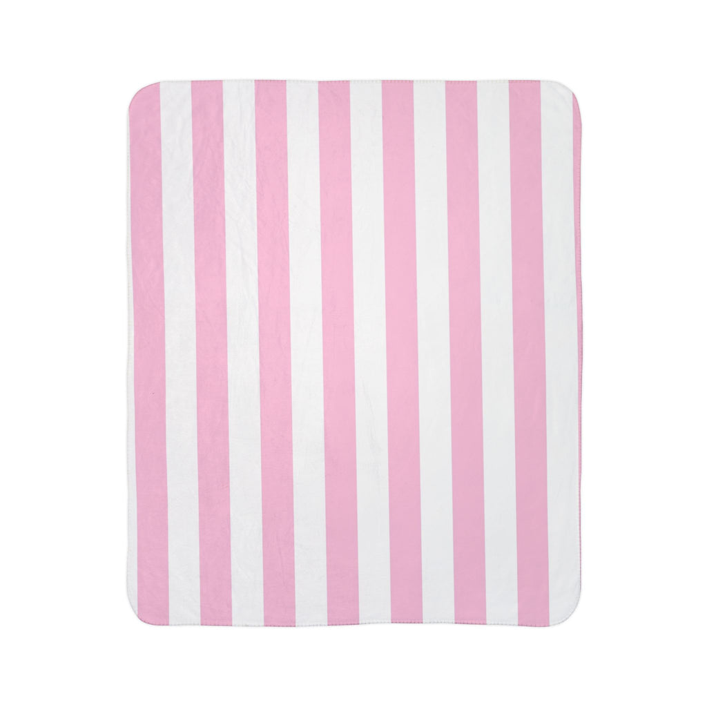 Pink Stripe Fleece Sherpa Blanket