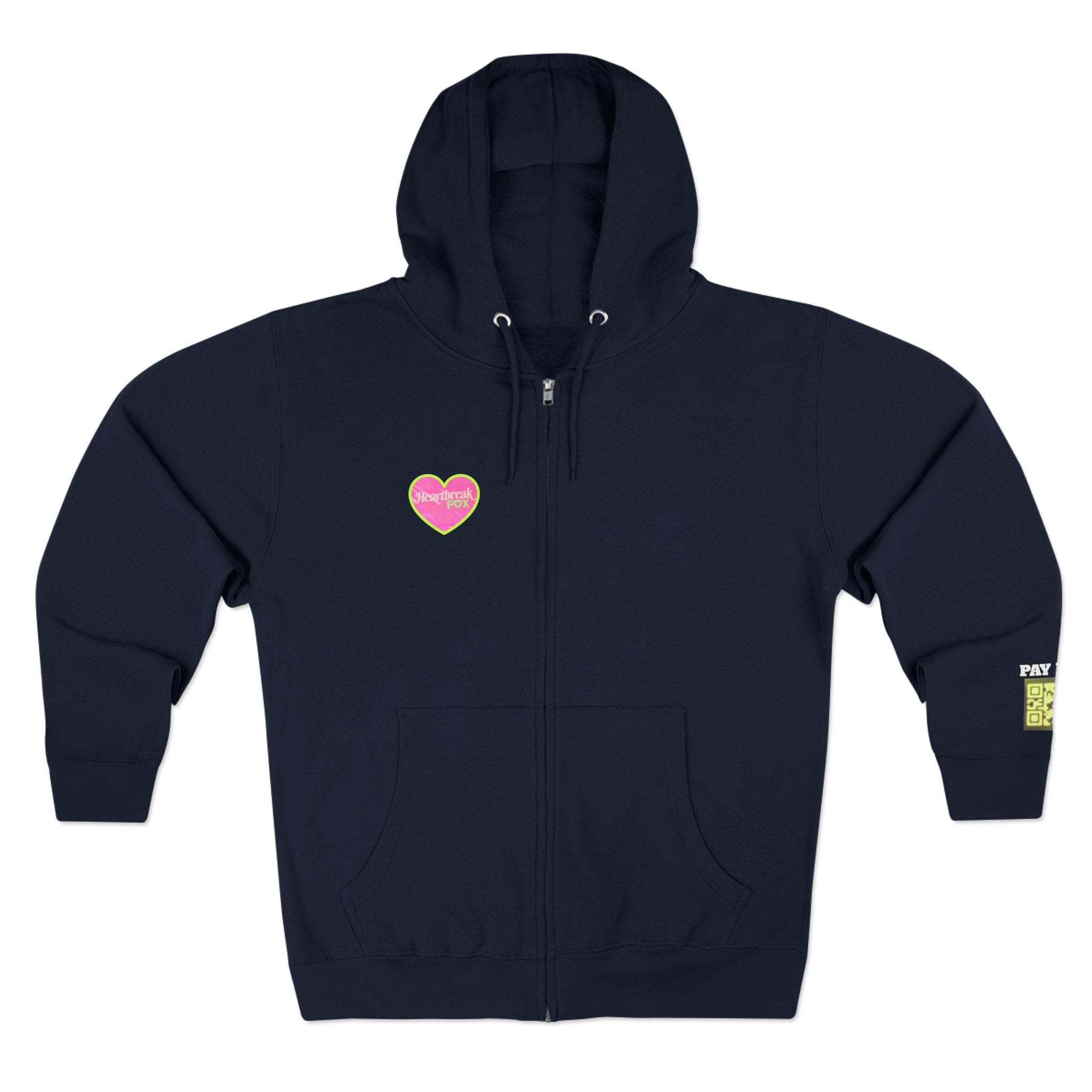 Open Your Wallet & Gimmie Your Money Zip Hoodie — Pink Heart Chest & Angel Wings Back Graphic