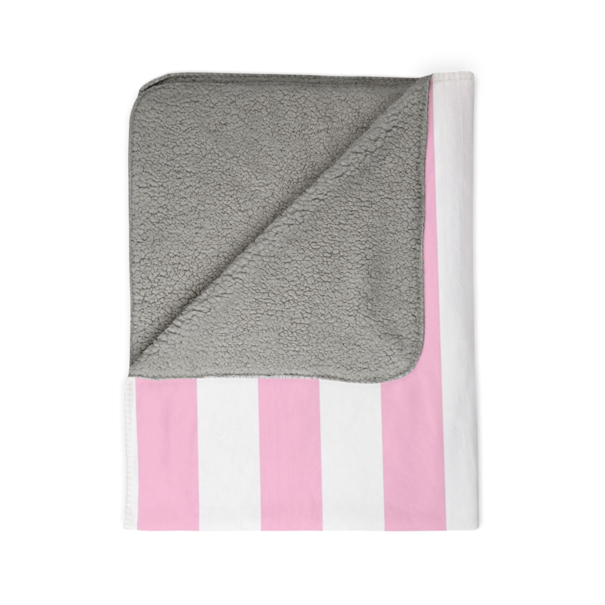 Pink Stripe Fleece Sherpa Blanket