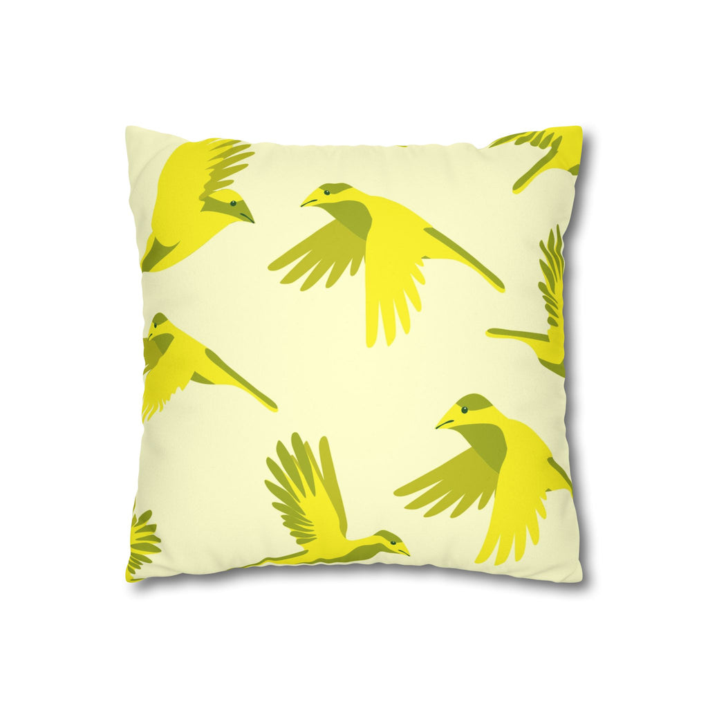 Yellow Bird Faux Suede Pillowcase