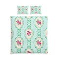 Vintage Floral Cotton Bed Set — Mint Rose Pattern Duvet Cover & Pillowcases