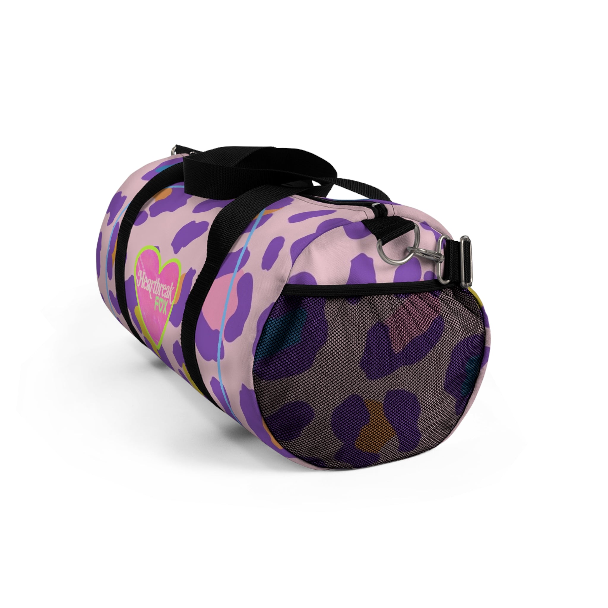 Pink Leopard Heart Duffel Bag — “Heartbreak Fox” Gym & Travel Bag