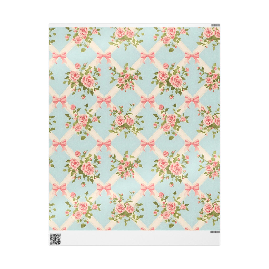 Vintage Rose Bow Wrapping Paper — Pastel Floral Gift Wrap