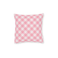 Pink Gingham Square Pillow — Soft Blush Decorative Throw Pillow