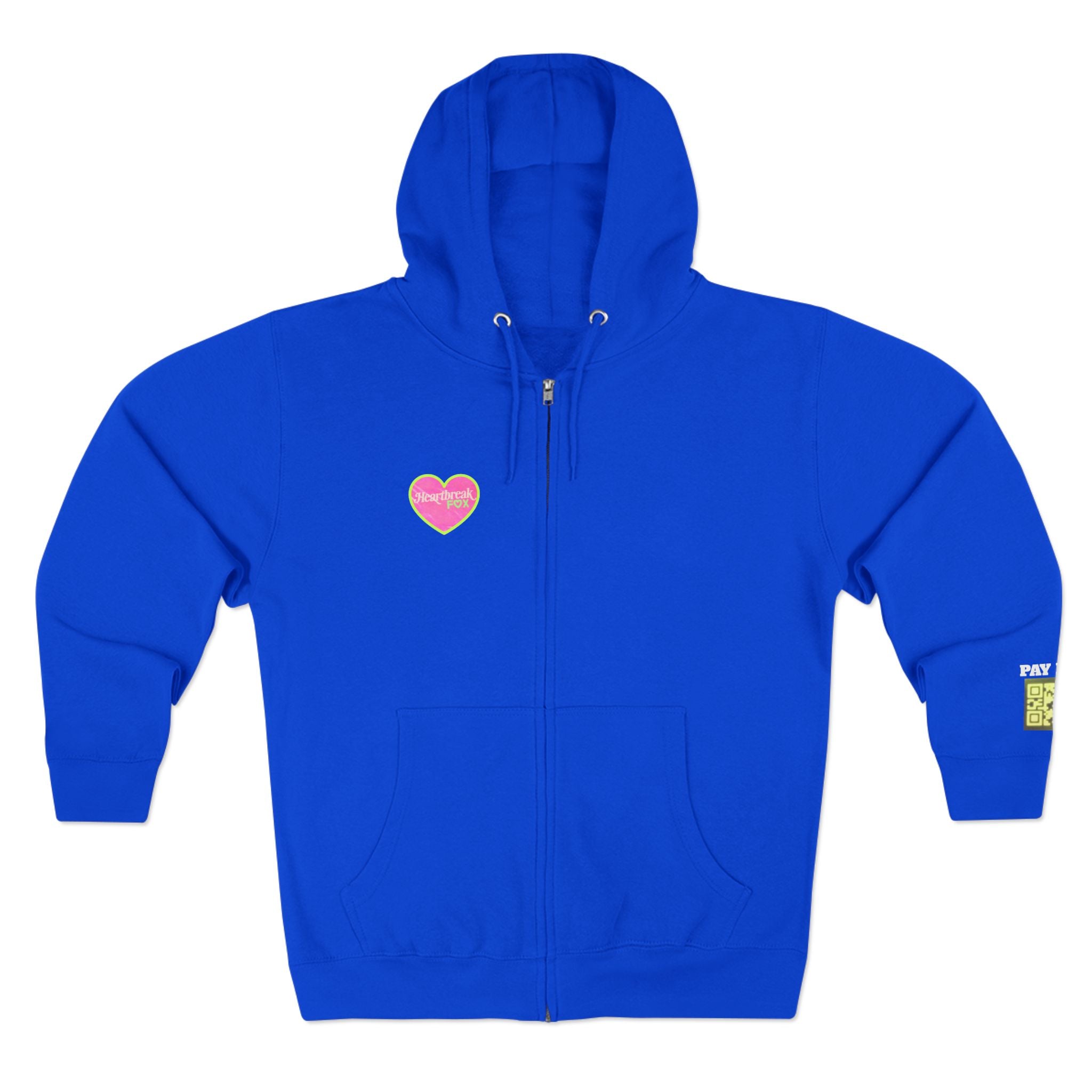 Open Your Wallet & Gimmie Your Money Zip Hoodie — Pink Heart Chest & Angel Wings Back Graphic