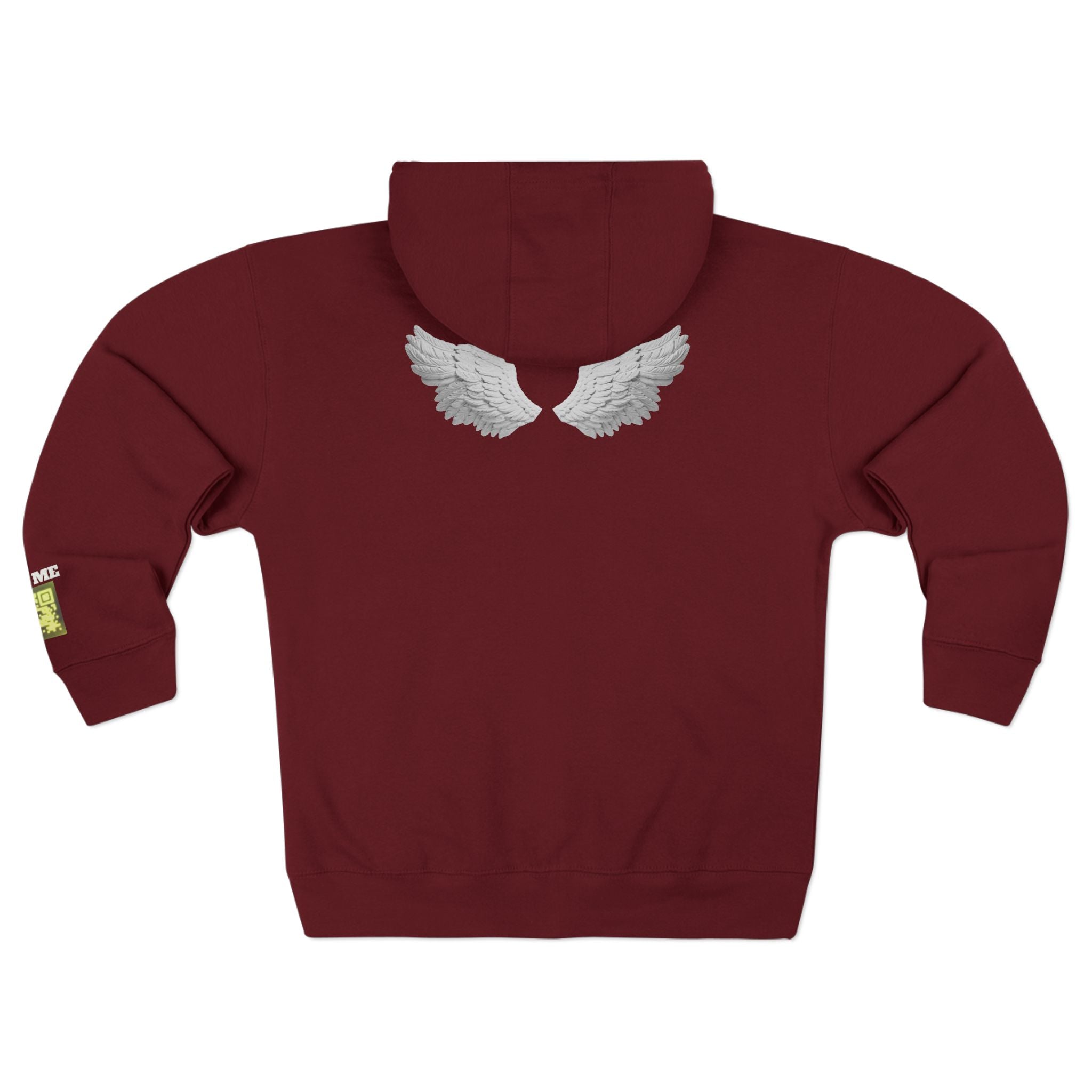 Open Your Wallet & Gimmie Your Money Zip Hoodie — Pink Heart Chest & Angel Wings Back Graphic