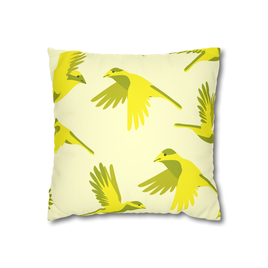 Yellow Bird Faux Suede Pillowcase