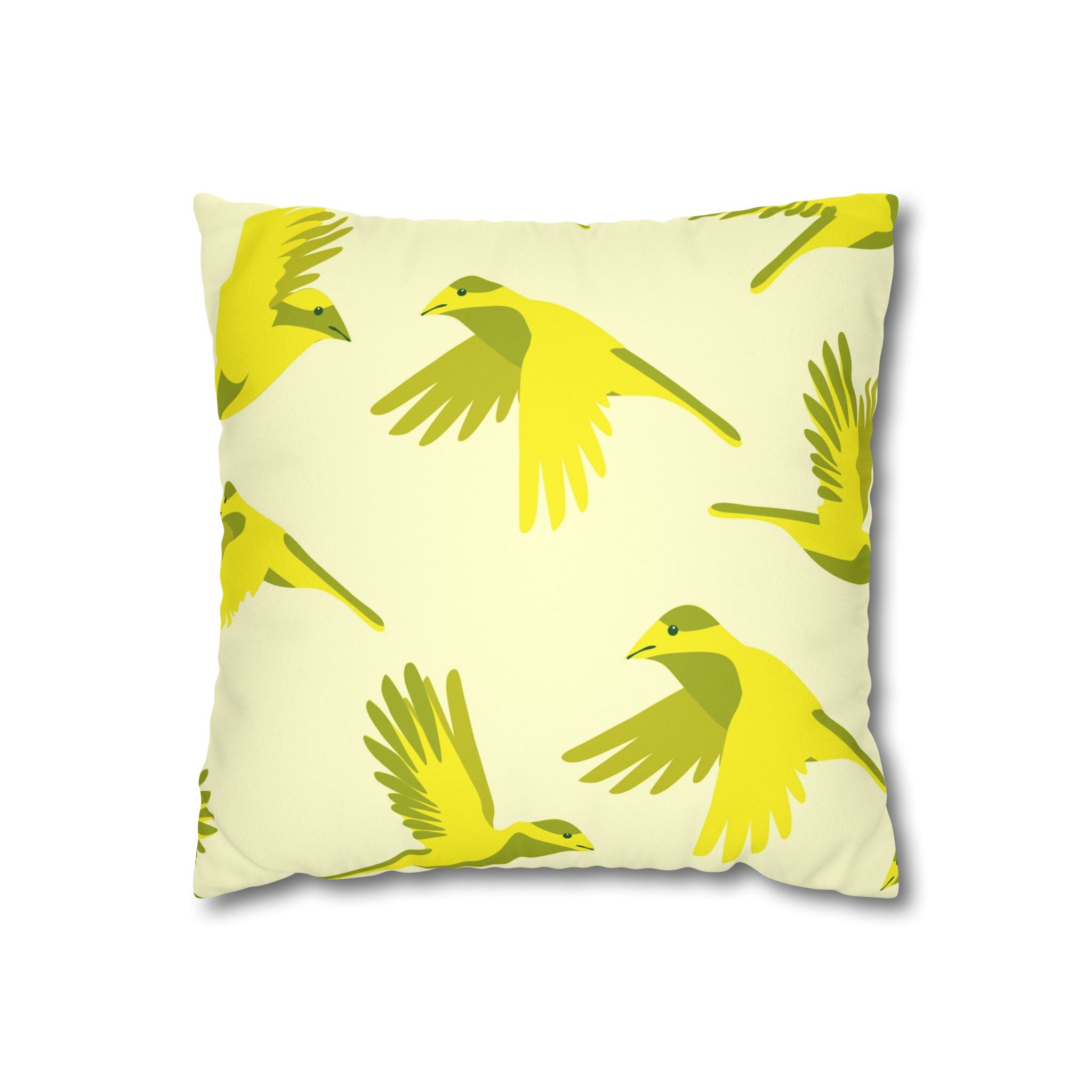 Yellow Bird Faux Suede Pillowcase