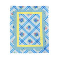 Blue Floral Plaid Velveteen Blanket - Cozy Vintage Rose Throw