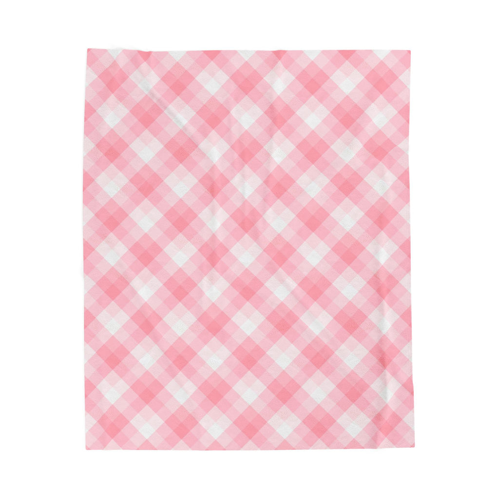 Pink Plaid Velveteen Plush Blanket