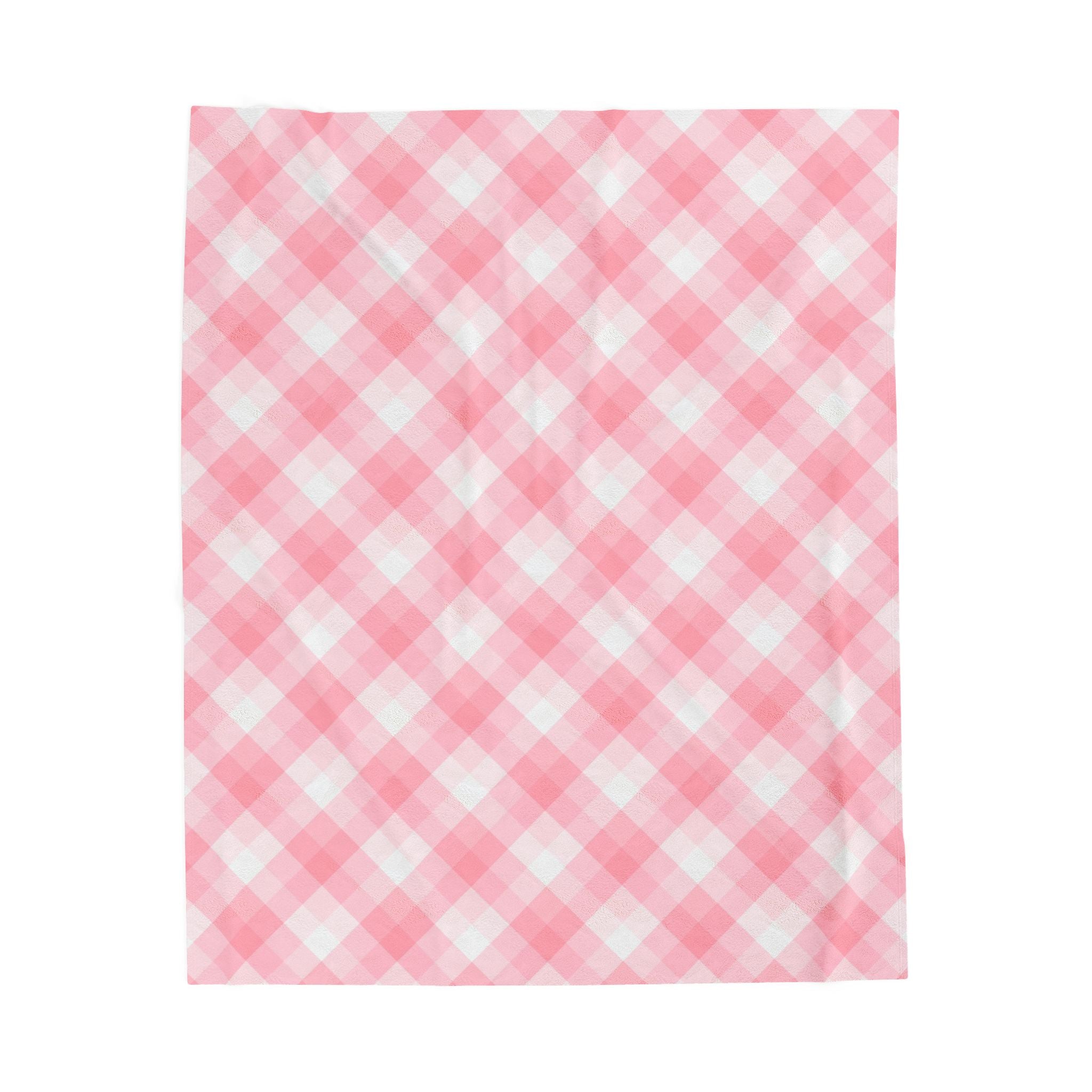 Pink Plaid Velveteen Plush Blanket