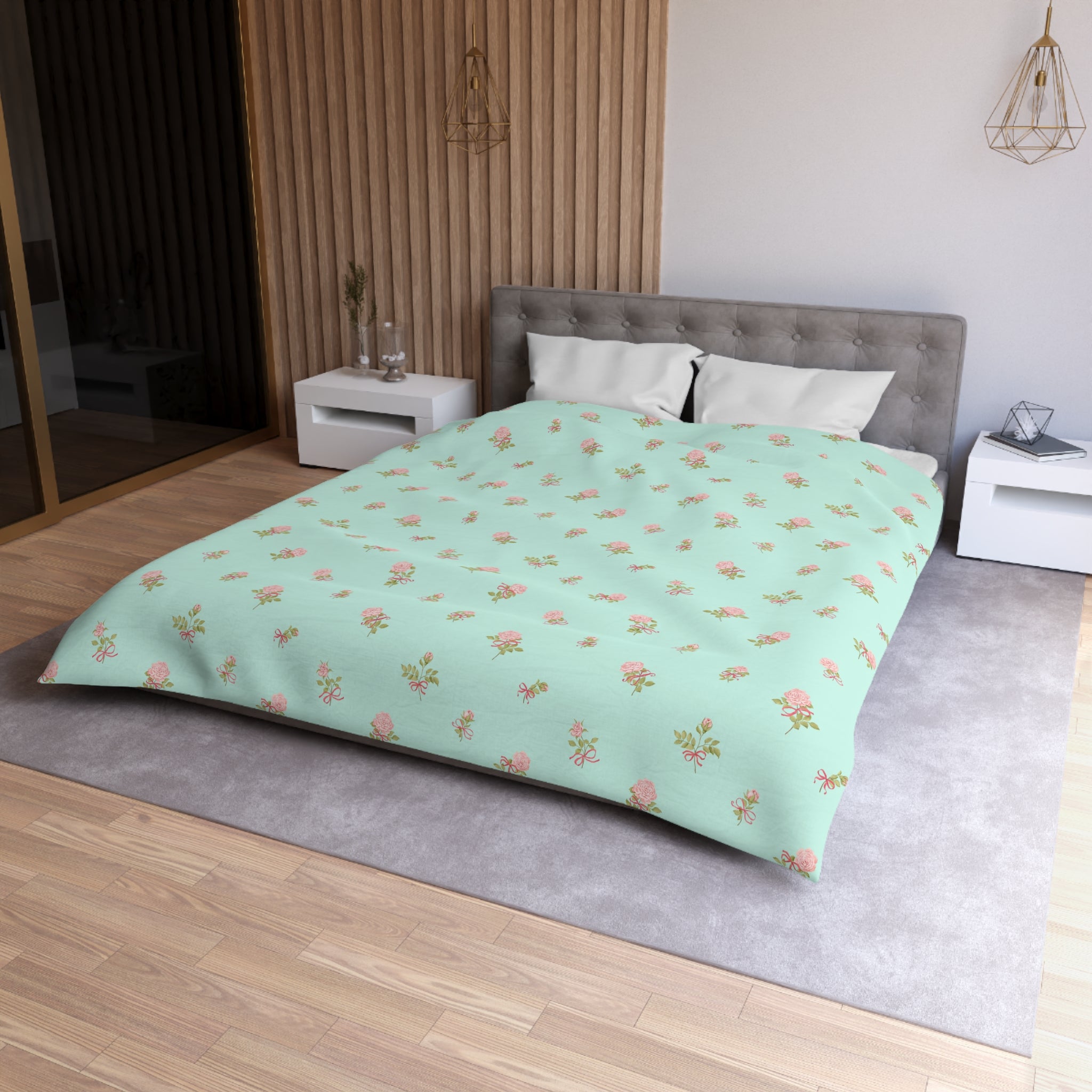 Floral Mint Duvet Cover