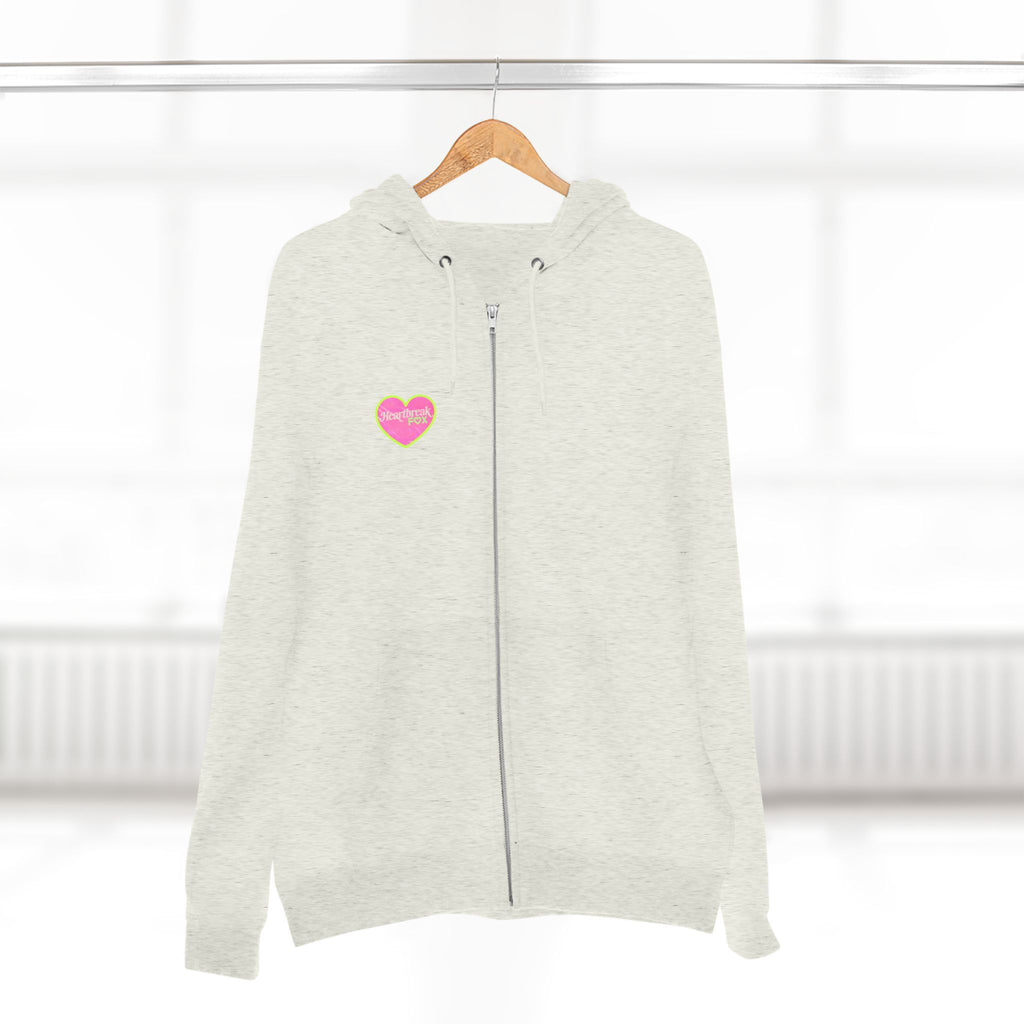 Open Your Wallet & Gimmie Your Money Zip Hoodie — Pink Heart Chest & Angel Wings Back Graphic
