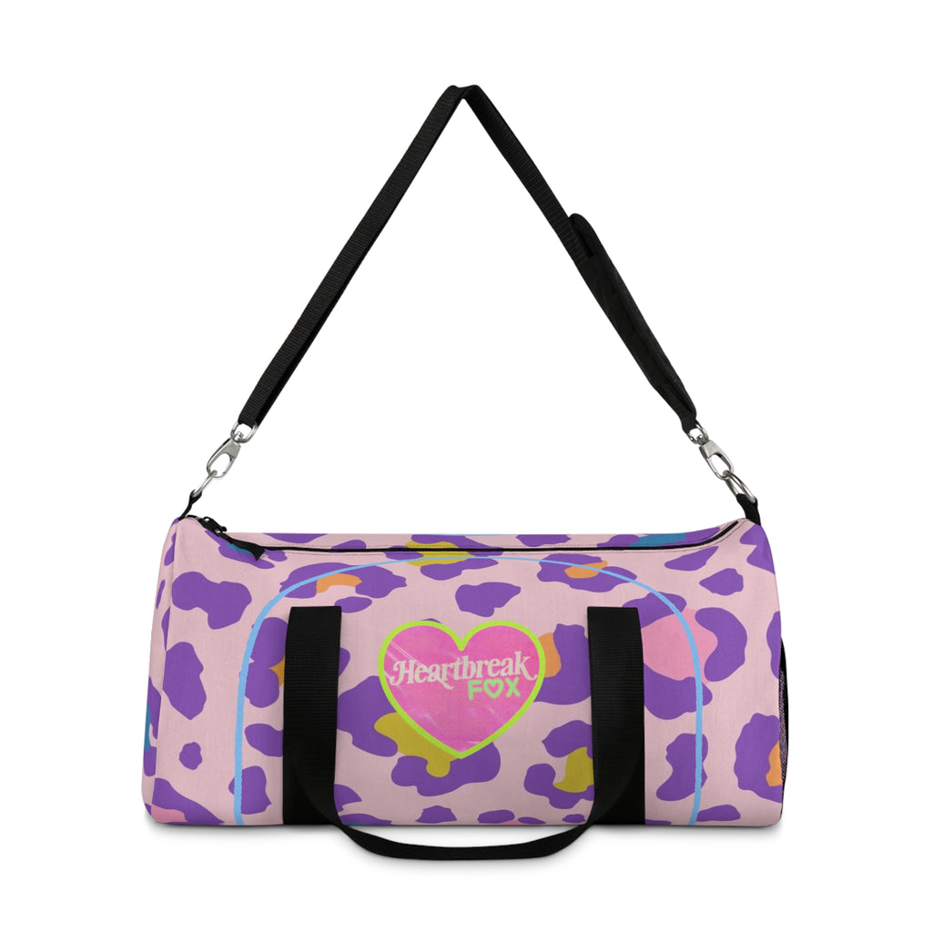 Pink Leopard Heart Duffel Bag — “Heartbreak Fox” Gym & Travel Bag
