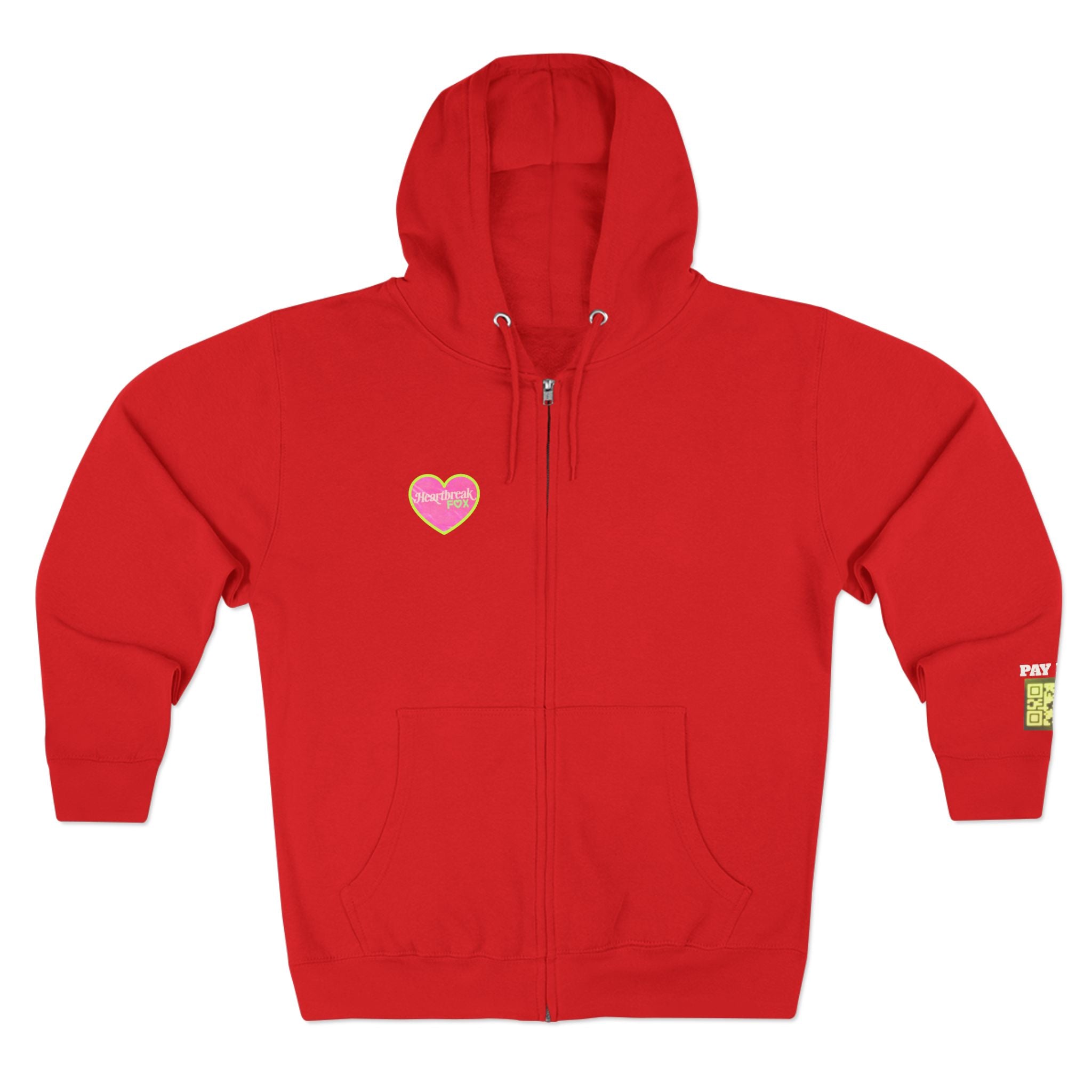 Open Your Wallet & Gimmie Your Money Zip Hoodie — Pink Heart Chest & Angel Wings Back Graphic