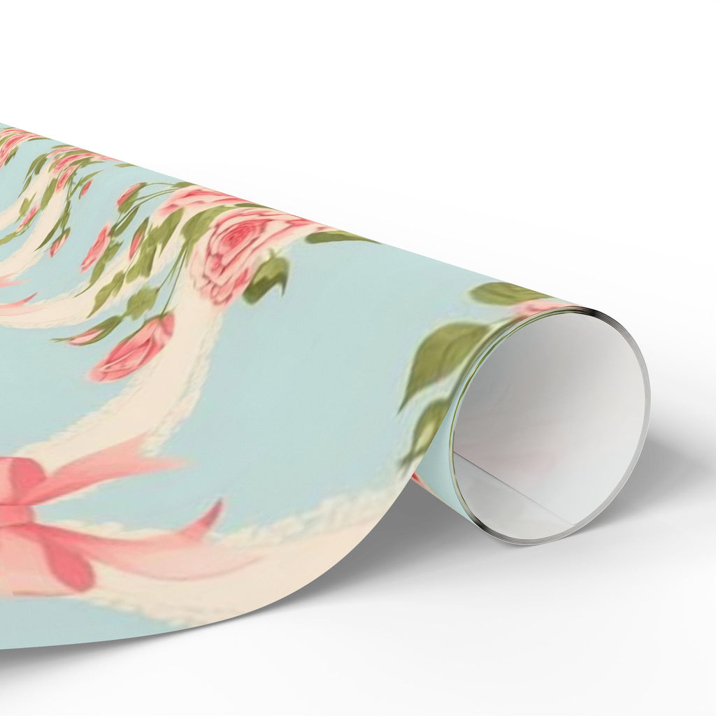 Vintage Rose Bow Wrapping Paper — Pastel Floral Gift Wrap