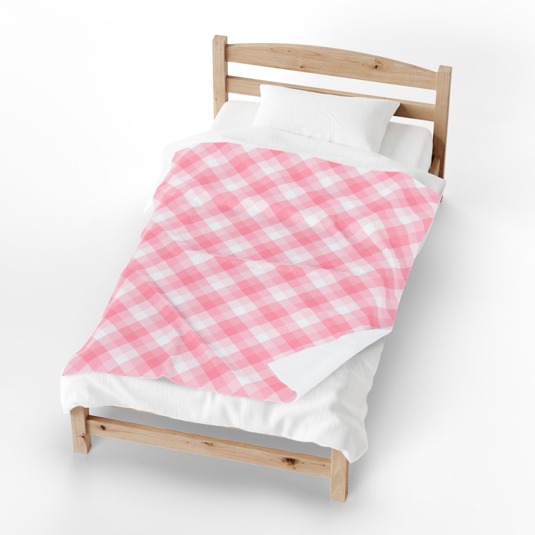 Pink Plaid Velveteen Plush Blanket