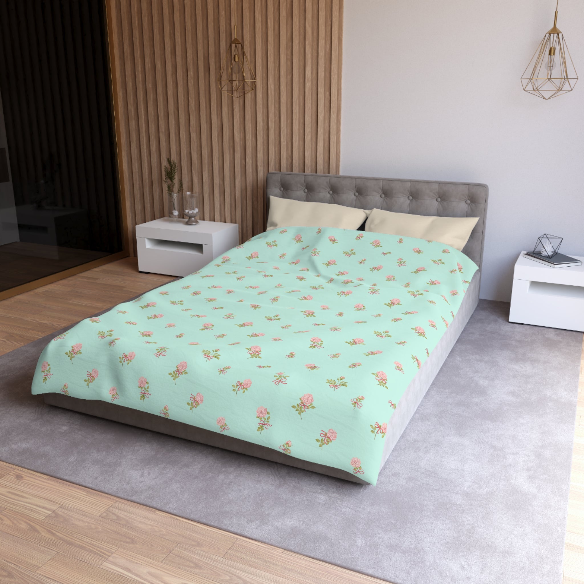 Floral Mint Duvet Cover