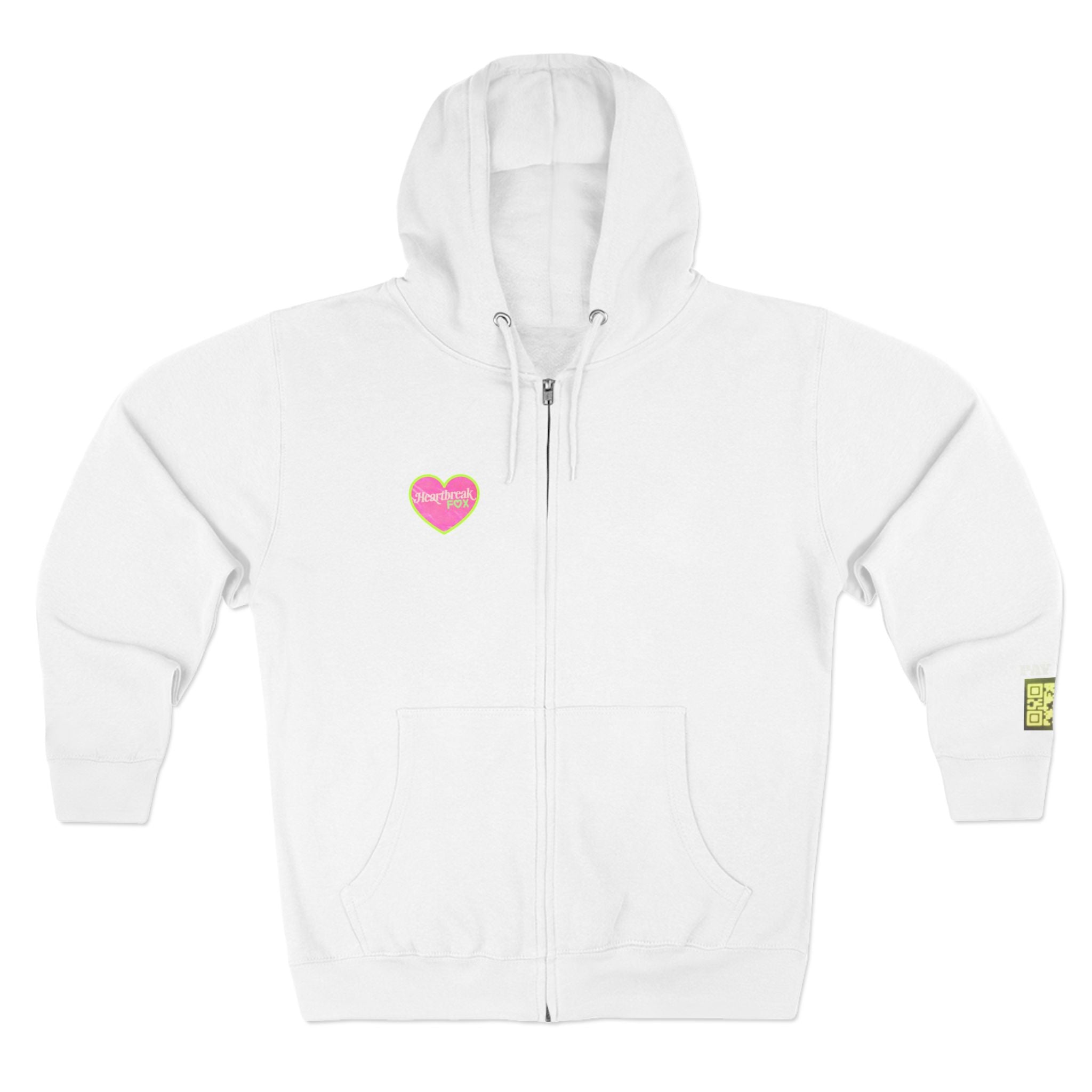 Open Your Wallet & Gimmie Your Money Zip Hoodie — Pink Heart Chest & Angel Wings Back Graphic