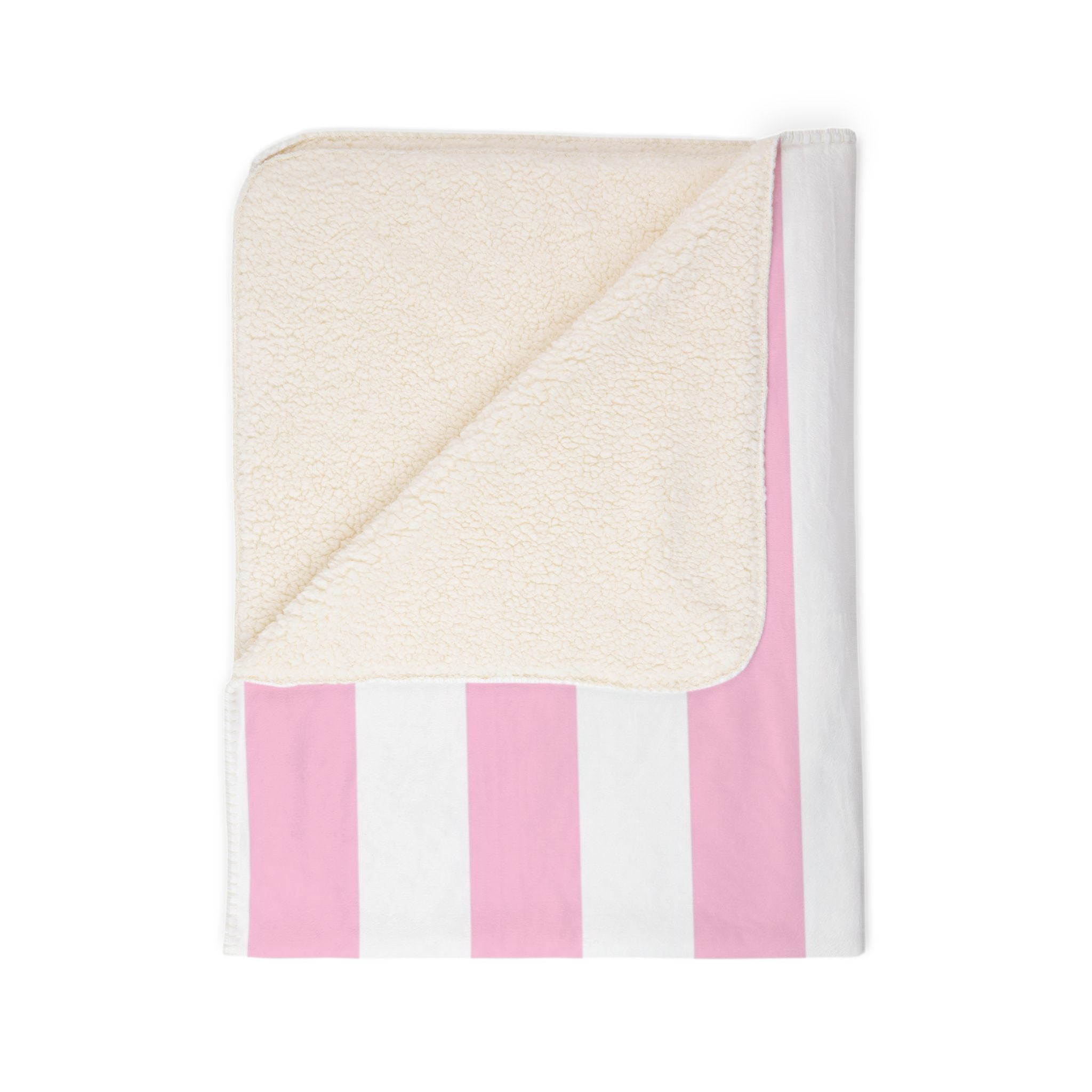 Pink Stripe Fleece Sherpa Blanket