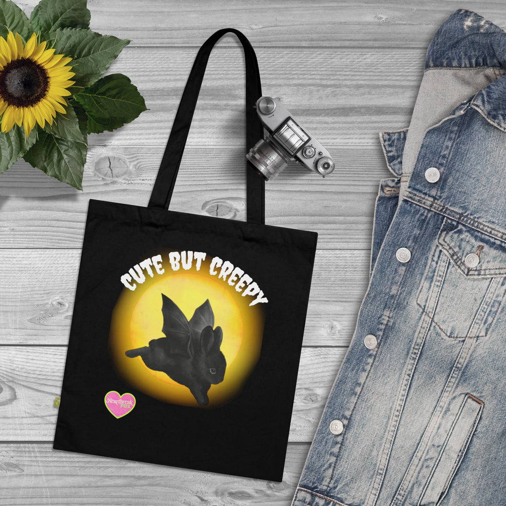 “Cute but Creepy”  Organic Cotton Tote (Gothic Cute, Halloween Gift)