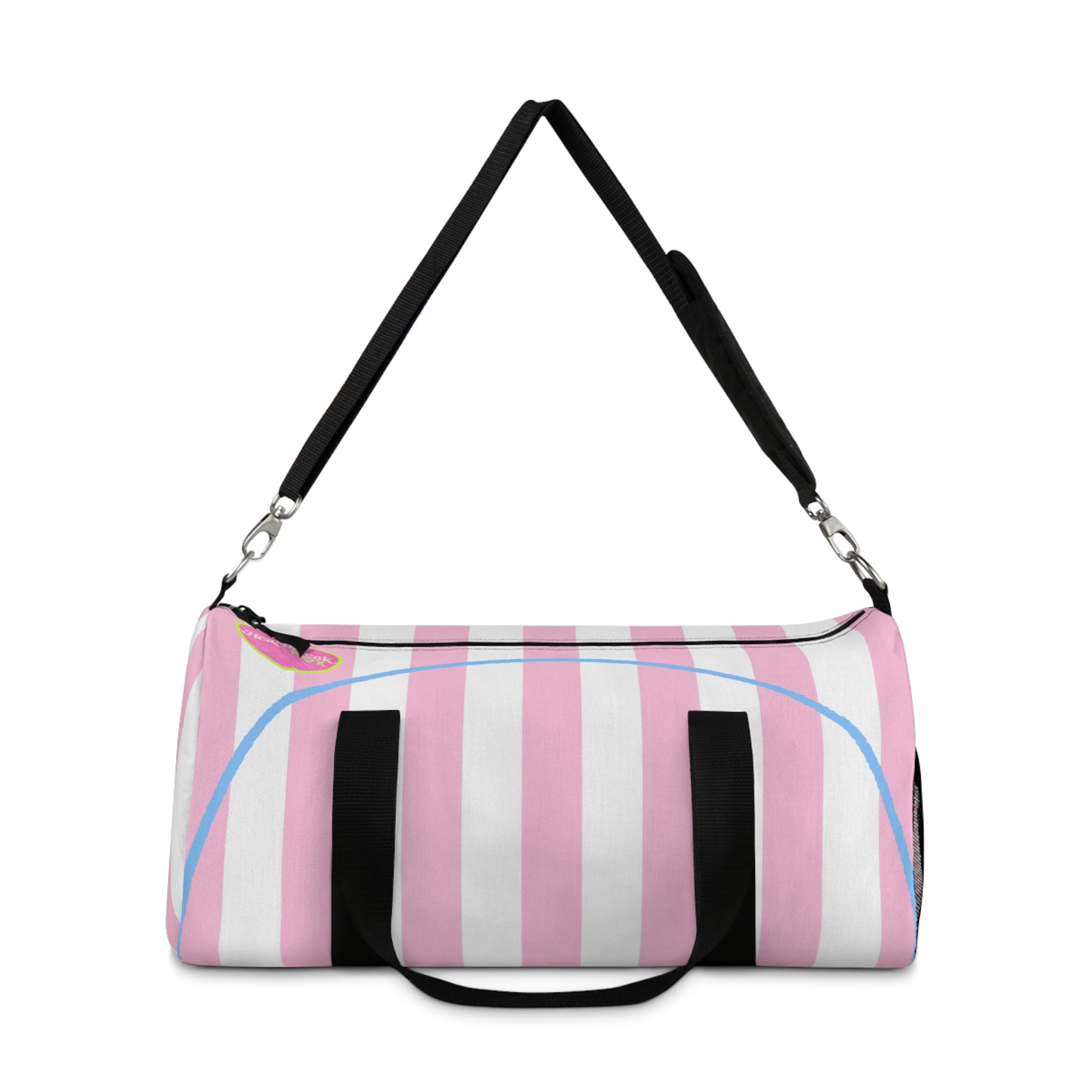 Pastel Pink Striped Duffel Bag — Heart Accent Travel Gym Bag