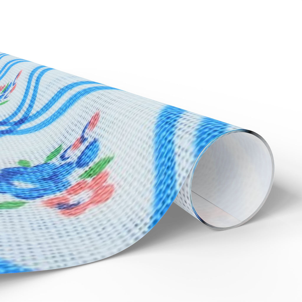 Floral Blue Plaid Wrapping Paper – Vintage Rose Gift Wrap Roll