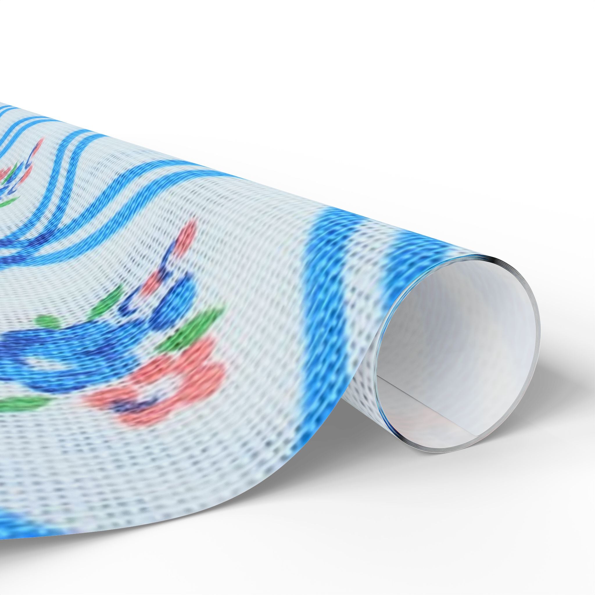 Floral Blue Plaid Wrapping Paper – Vintage Rose Gift Wrap Roll